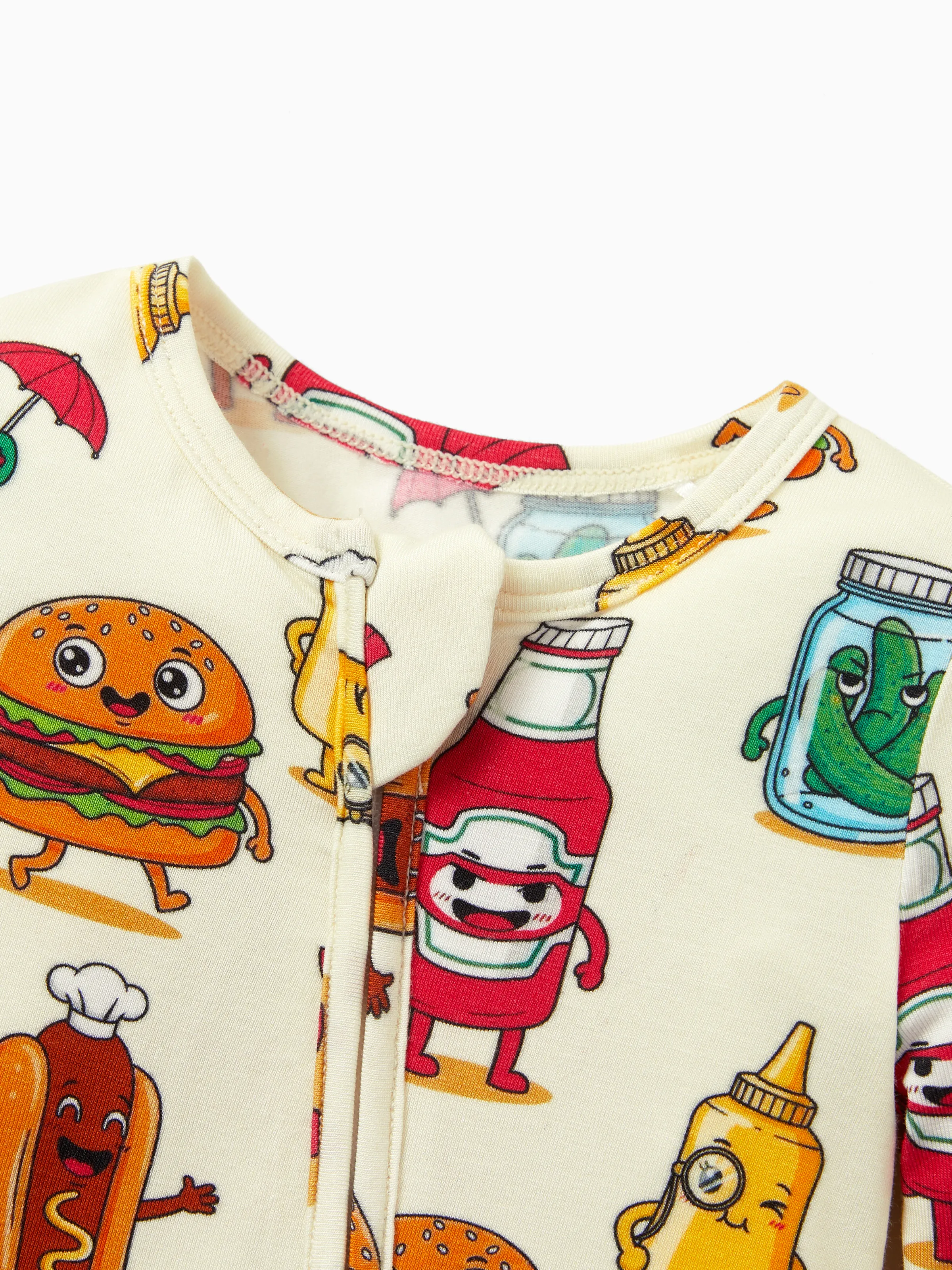 Kids Baby / Girl Bamboo Pajamas With Childlike Print (Snug-Fitting) Red - Image 4