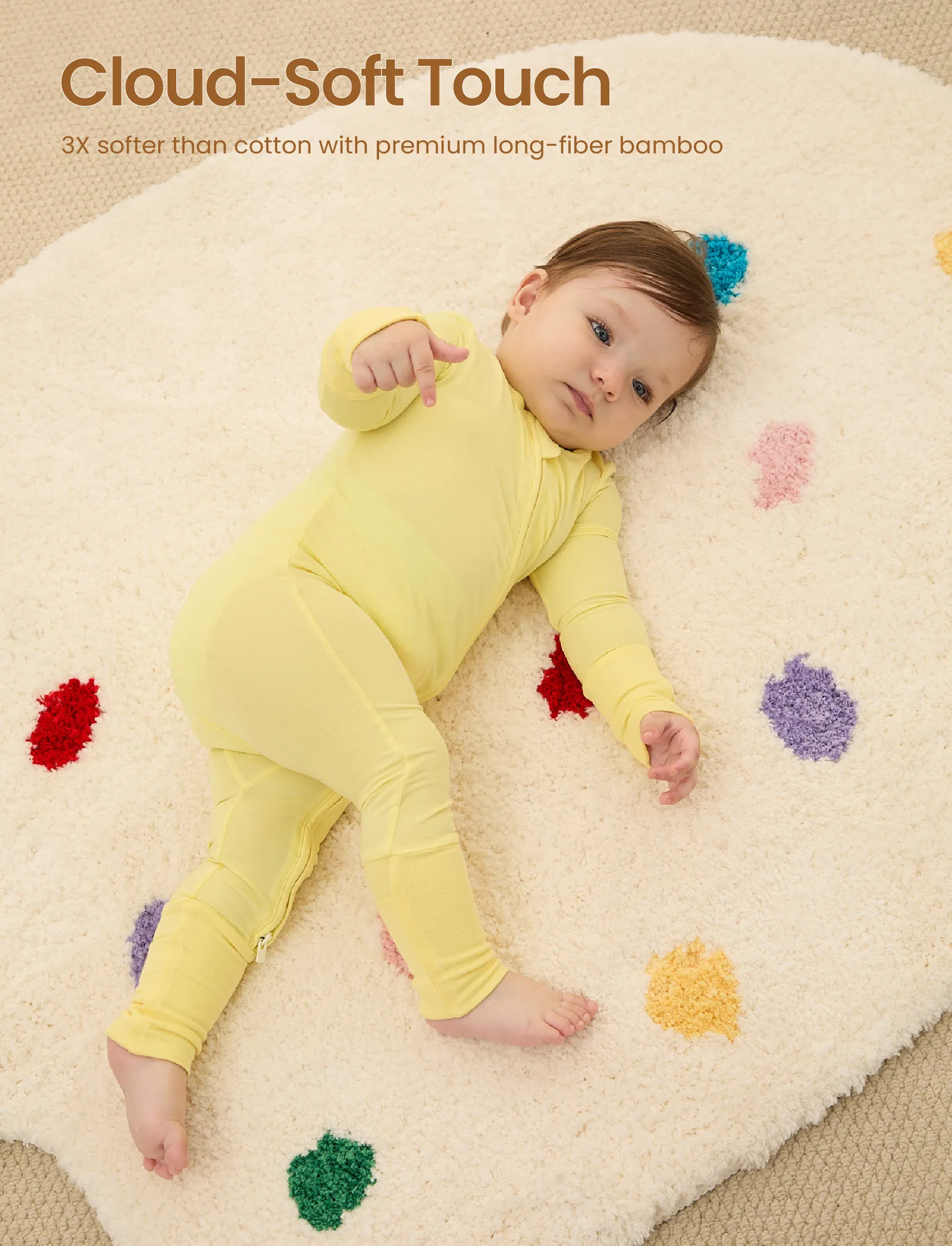 Kids Baby / Girl Bamboo Pajamas With Childlike Print (Snug-Fitting) Yellow - Image 4