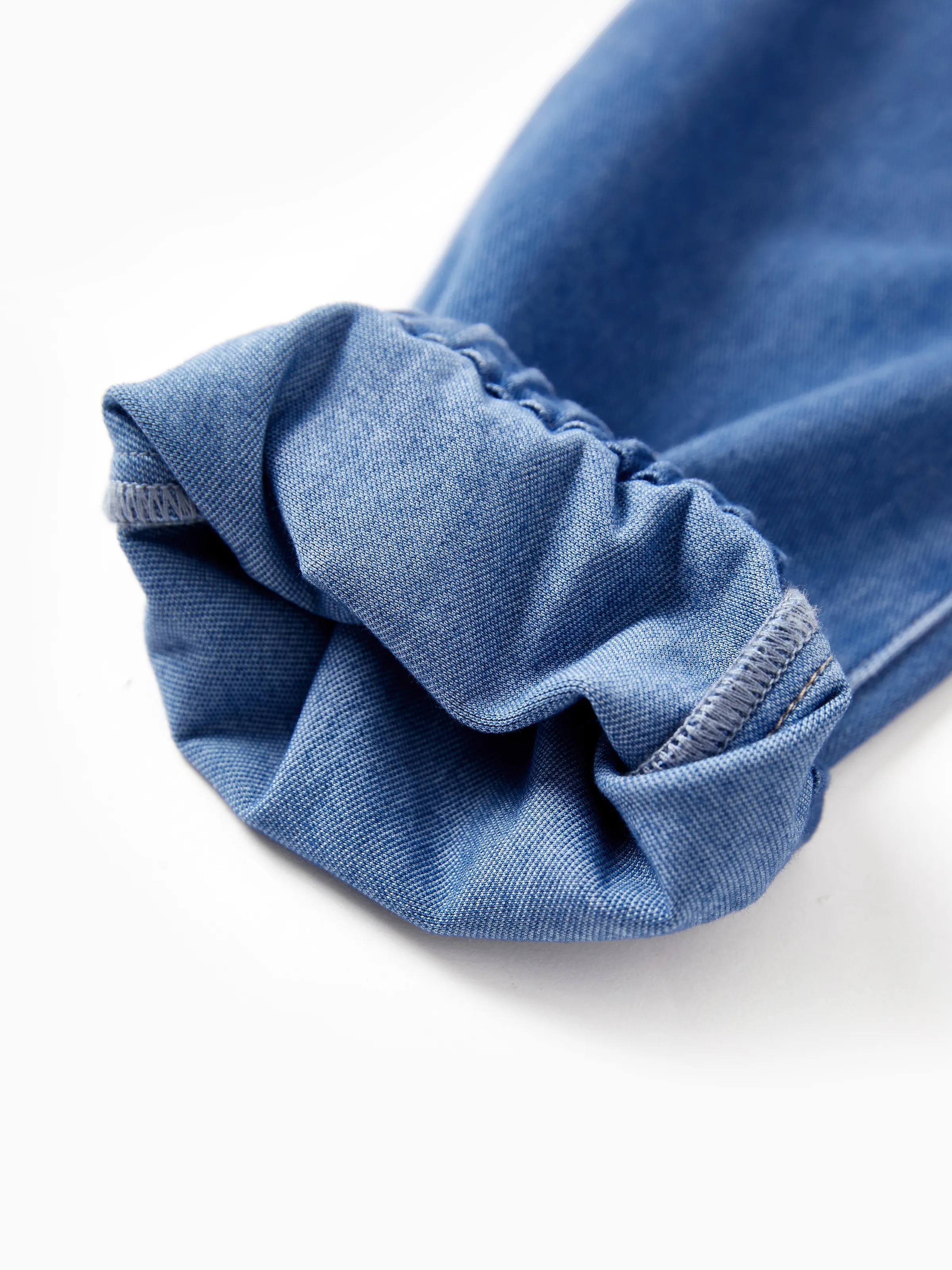 Kids Elastic Waist Denim Pants Soft Stretch Comfortable Everyday Jeans with Pockets Blue - Image 10