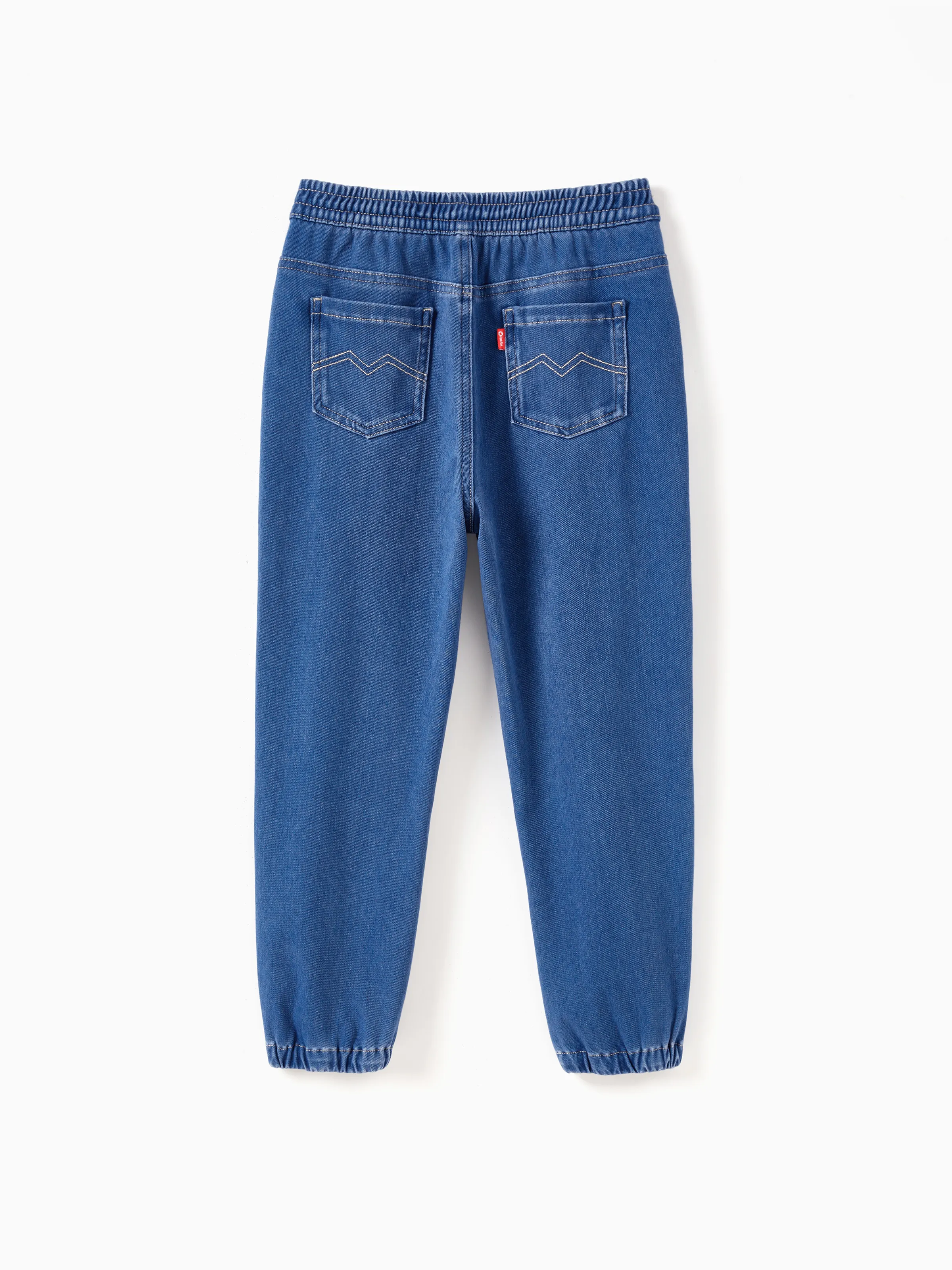 Kids Elastic Waist Denim Pants Soft Stretch Comfortable Everyday Jeans with Pockets Blue - Image 3