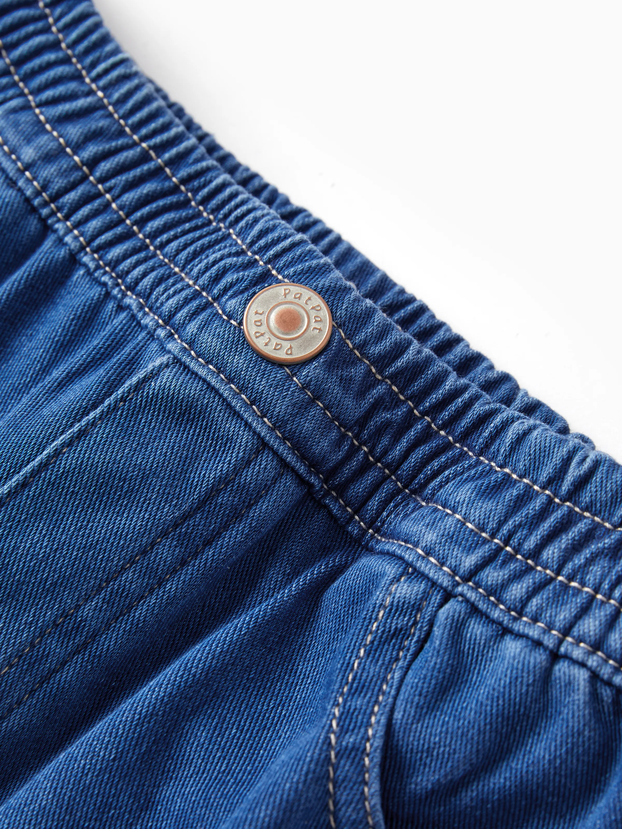 Kids Elastic Waist Denim Pants Soft Stretch Comfortable Everyday Jeans with Pockets Deep Blue - Image 10