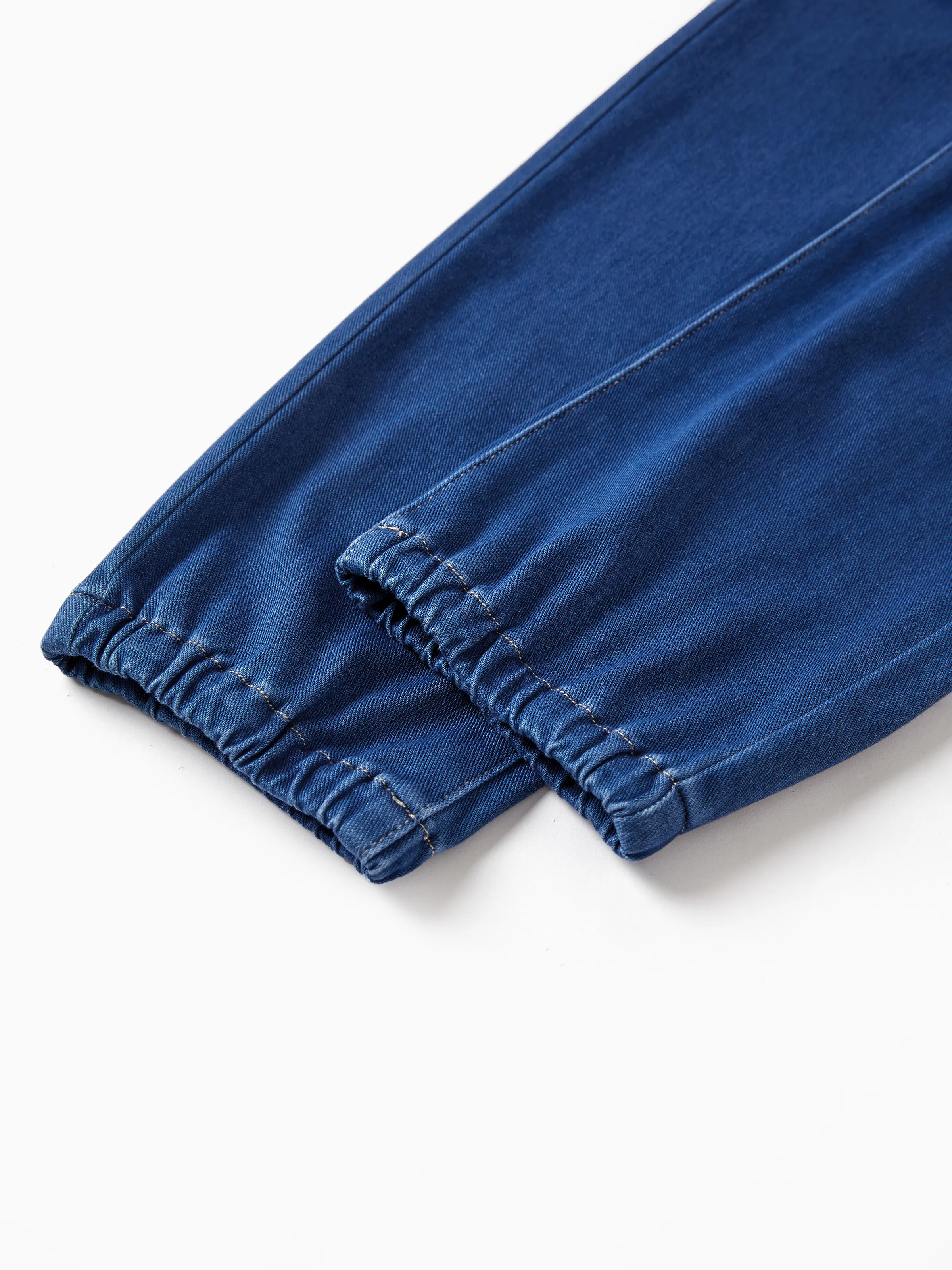 Kids Elastic Waist Denim Pants Soft Stretch Comfortable Everyday Jeans with Pockets Deep Blue - Image 15