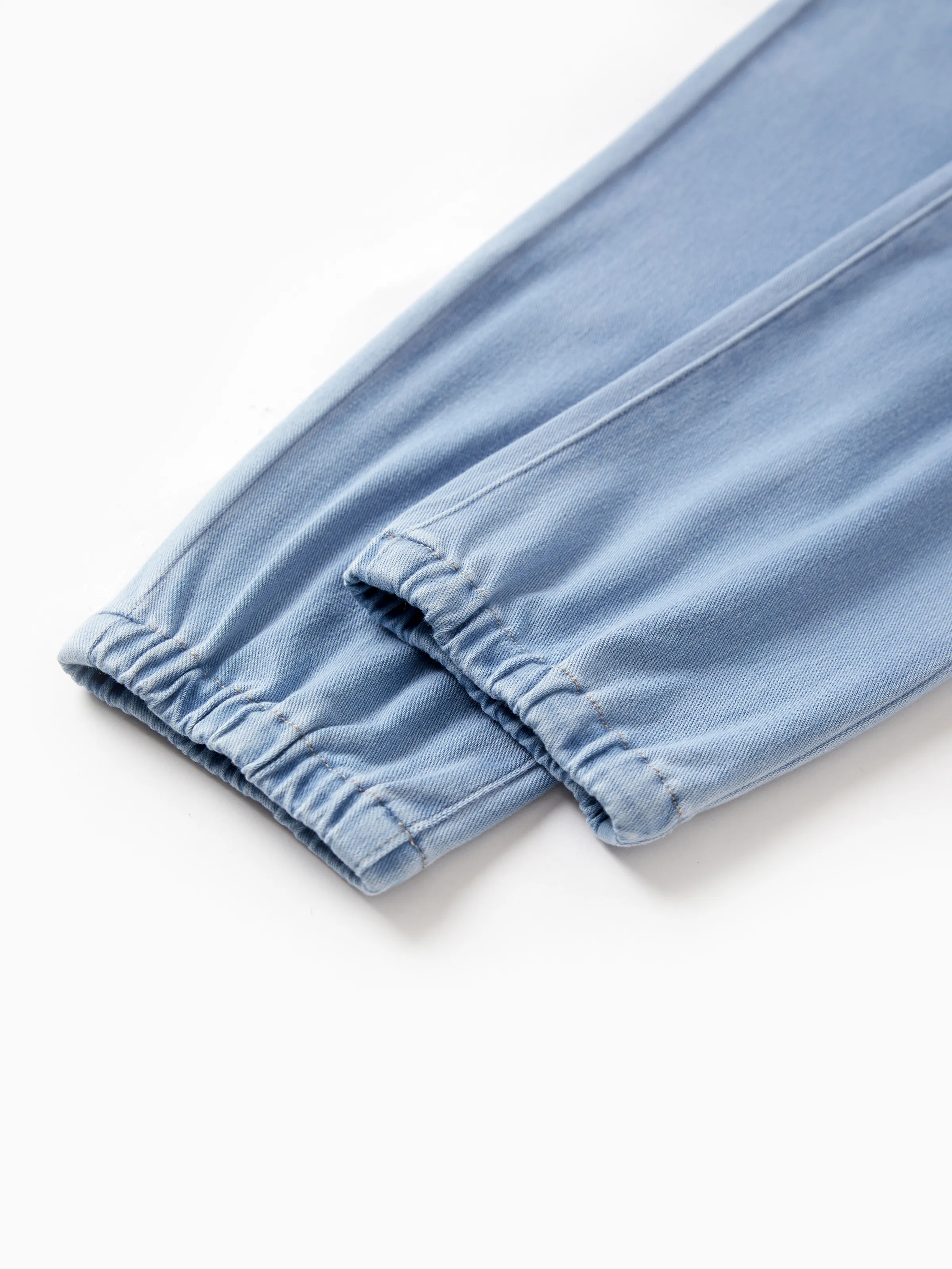 Kids Elastic Waist Denim Pants Soft Stretch Comfortable Everyday Jeans with Pockets Light Blue - Image 13