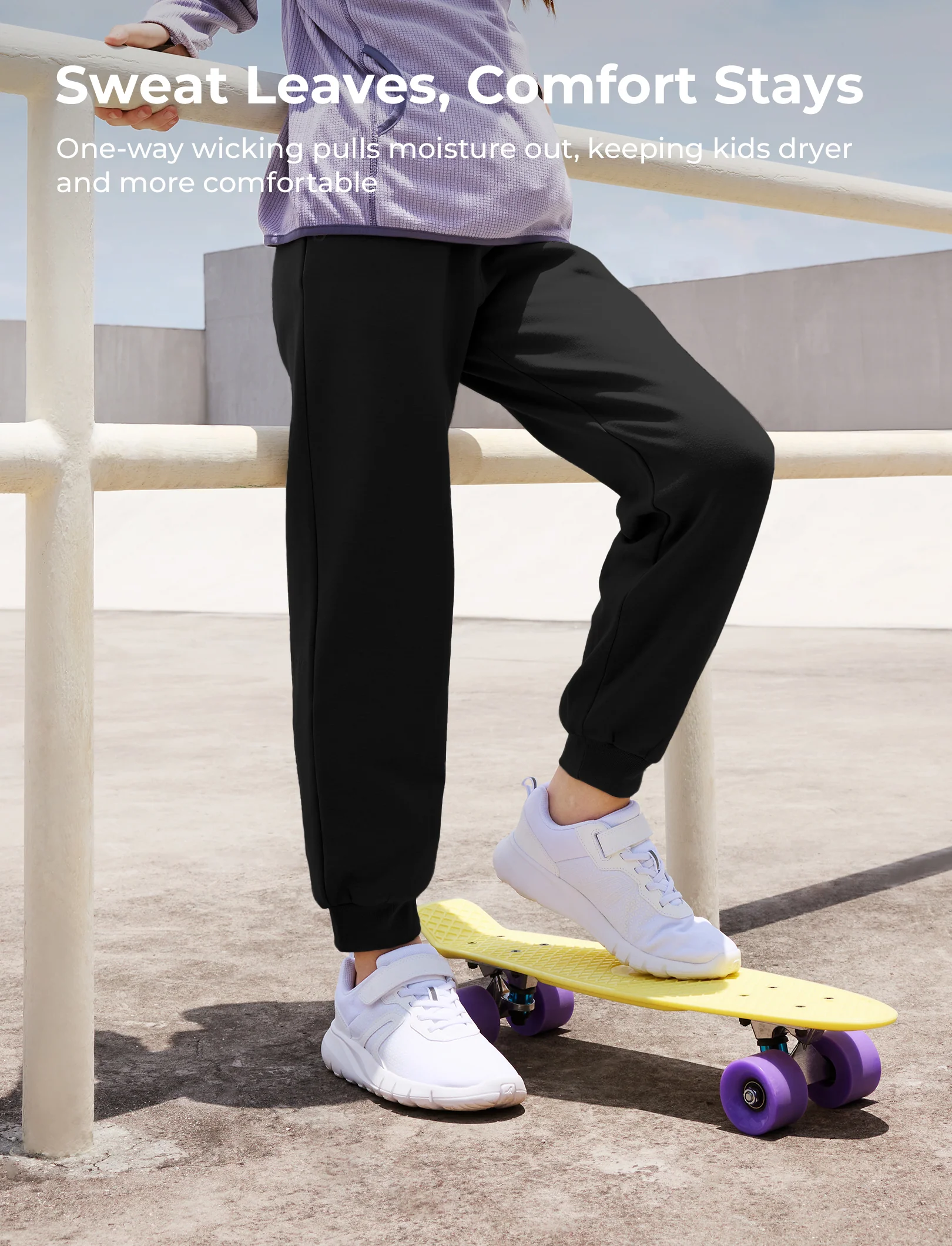 kids fleece lined jogger pants with reflective print and pockets warm breathable and moisture wicking sweatpants for boys and girls deep black - Image 3