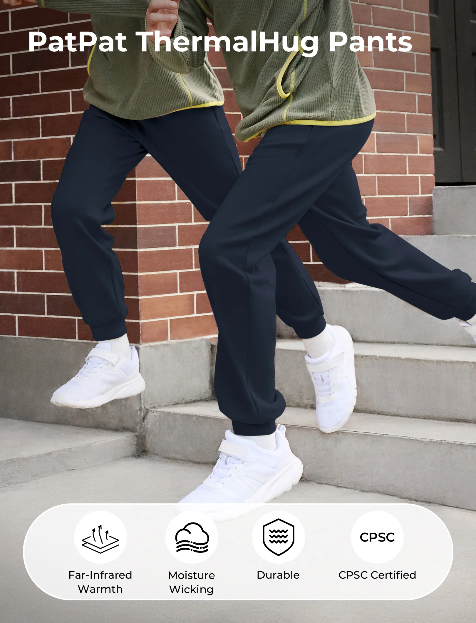 kids fleece lined jogger pants with reflective print and pockets warm breathable and moisture wicking sweatpants for boys and girls deep blue - Image 2