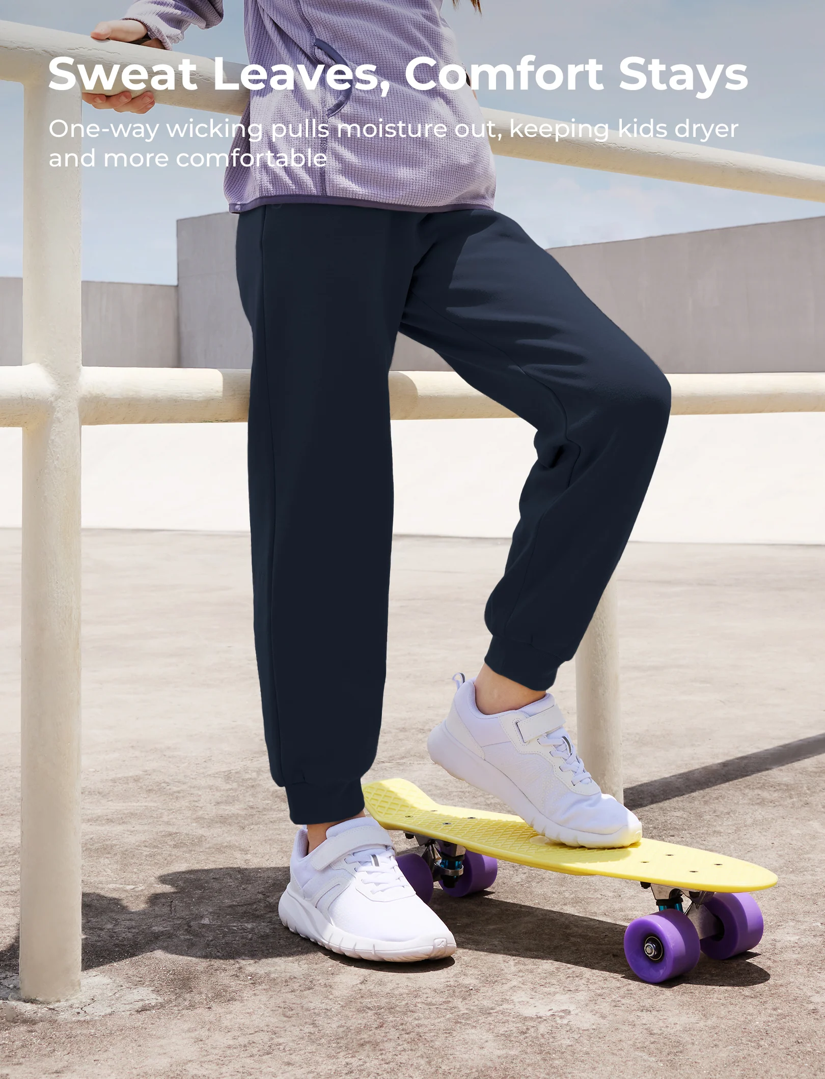 kids fleece lined jogger pants with reflective print and pockets warm breathable and moisture wicking sweatpants for boys and girls deep blue - Image 3