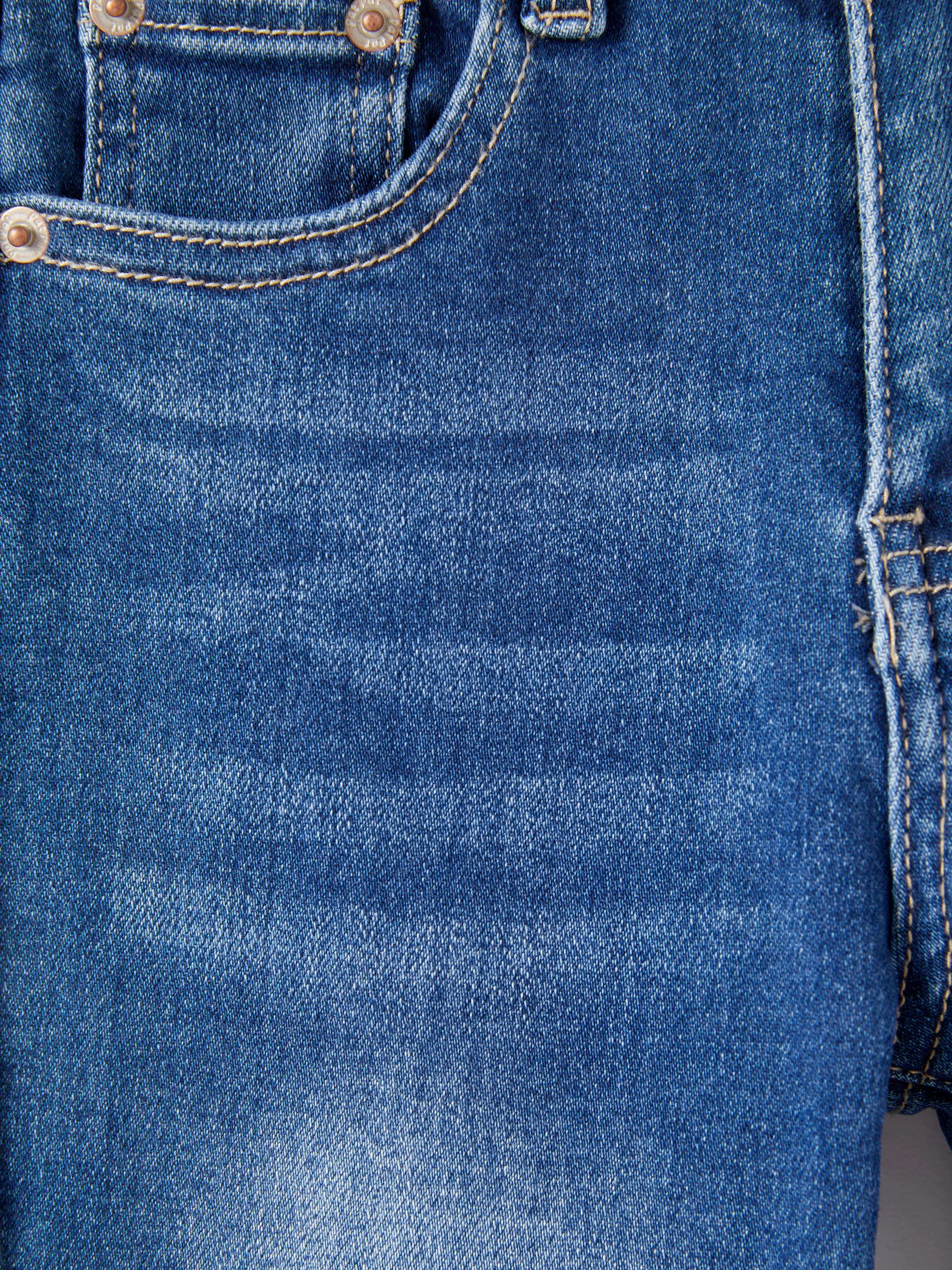 Kids Pull On Elastic Waist Denim Jeans Soft Stretch Comfortable Everyday Pants with Pockets Blue - Image 12
