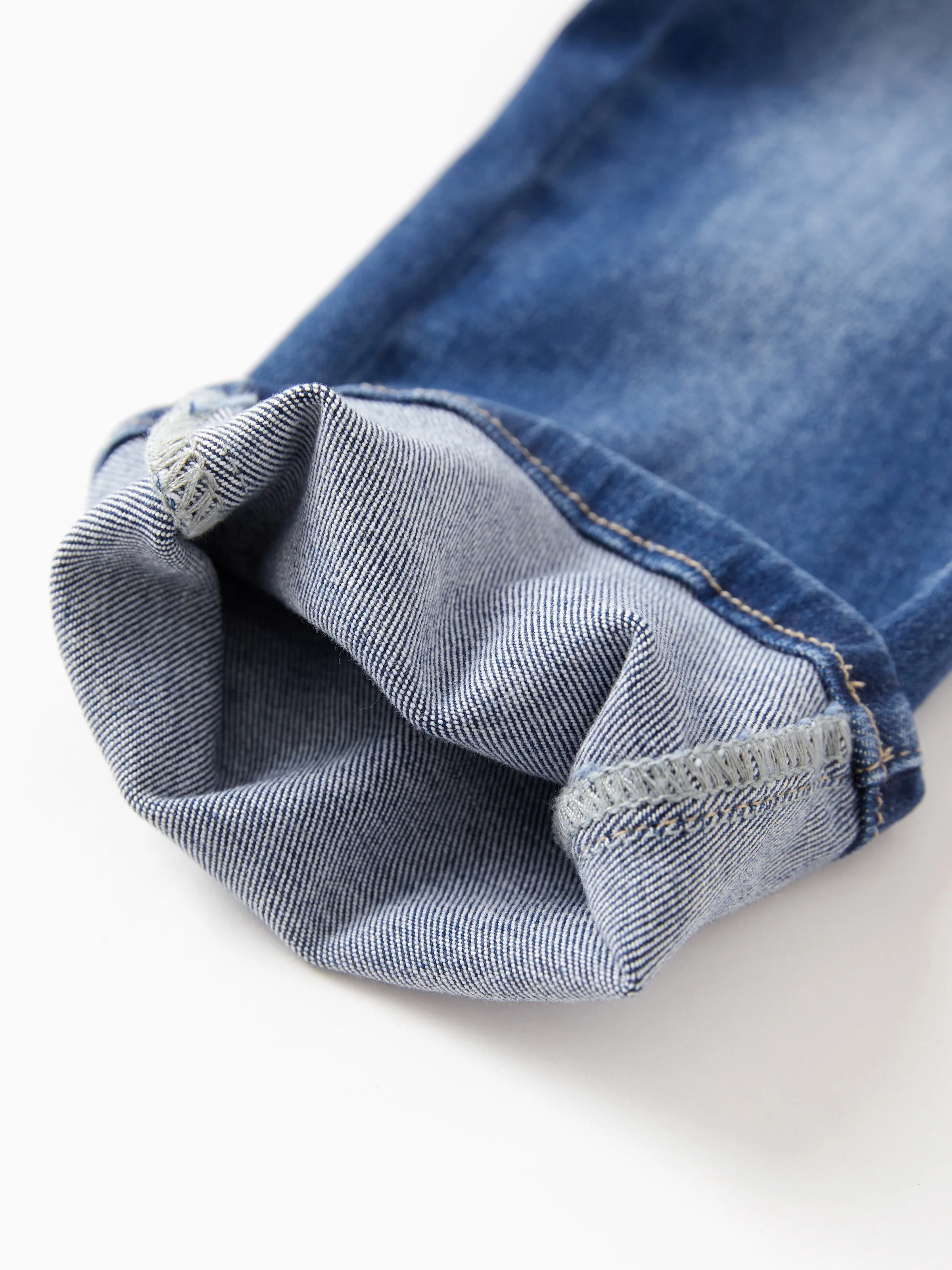 Kids Pull On Elastic Waist Denim Jeans Soft Stretch Comfortable Everyday Pants with Pockets Blue - Image 16