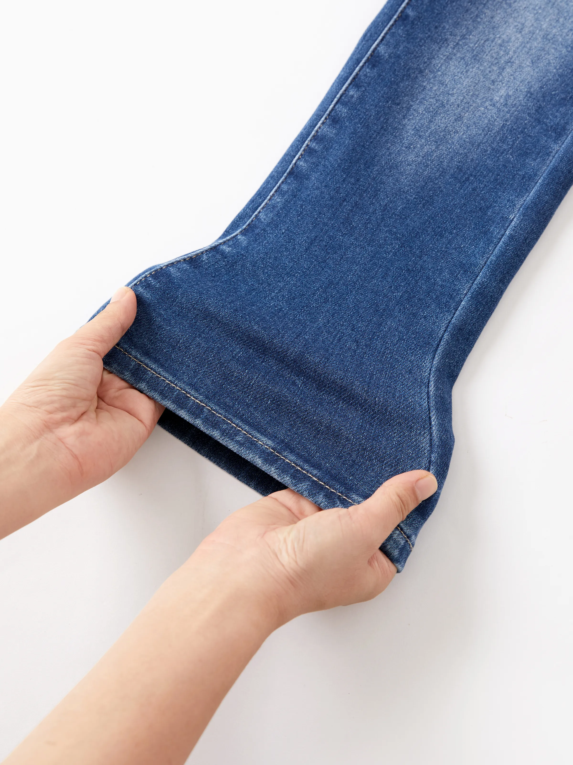 Kids Pull On Elastic Waist Denim Jeans Soft Stretch Comfortable Everyday Pants with Pockets Blue - Image 17