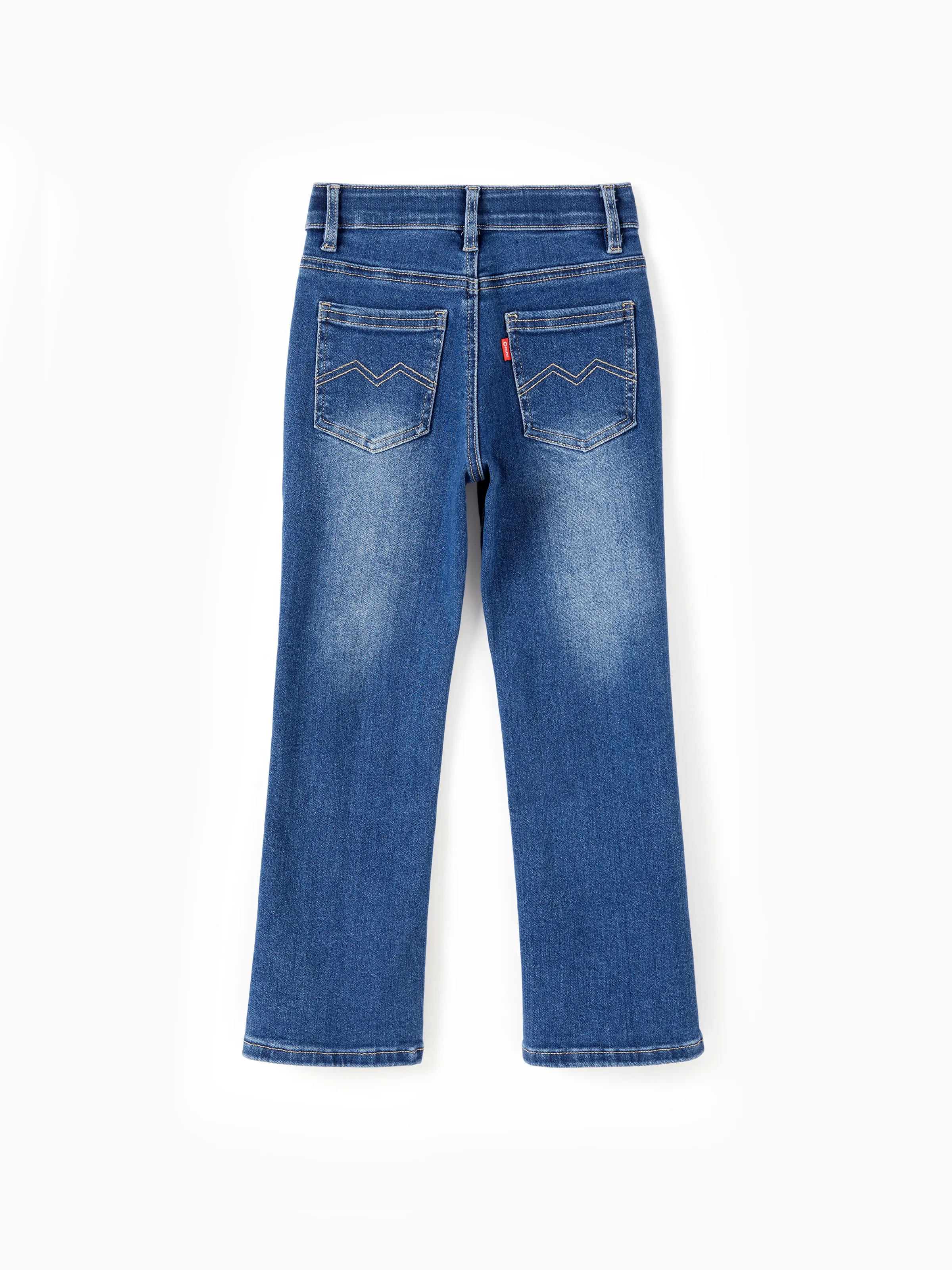Kids Pull On Elastic Waist Denim Jeans Soft Stretch Comfortable Everyday Pants with Pockets Blue - Image 8