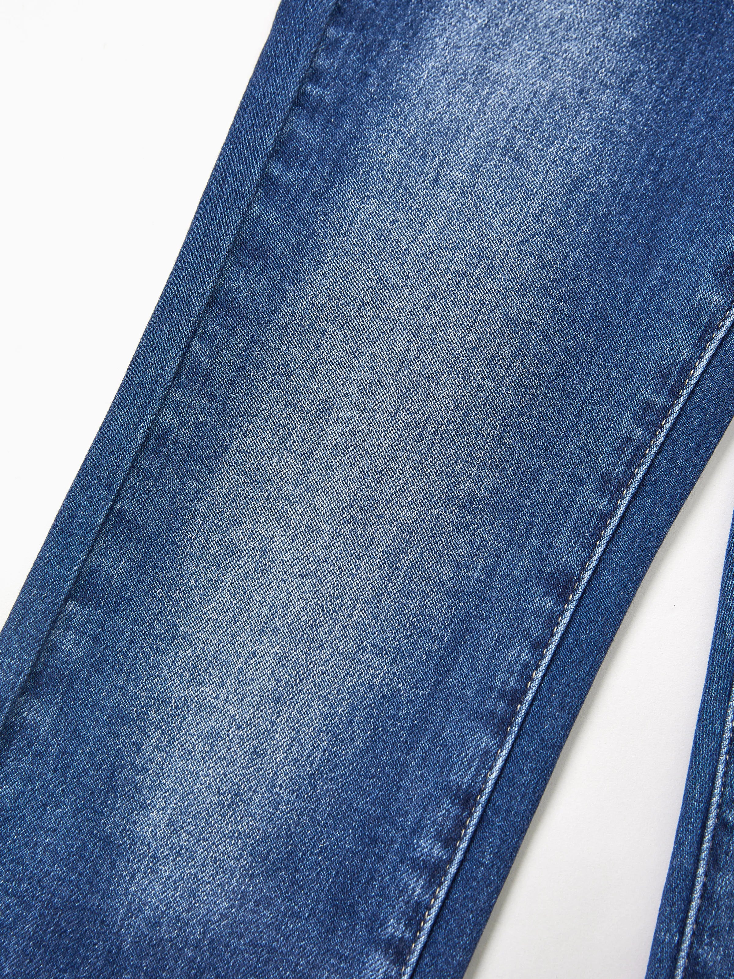 Kids Pull On Elastic Waist Denim Jeans Soft Stretch Comfortable Everyday Pants with Pockets Deep Blue - Image 14