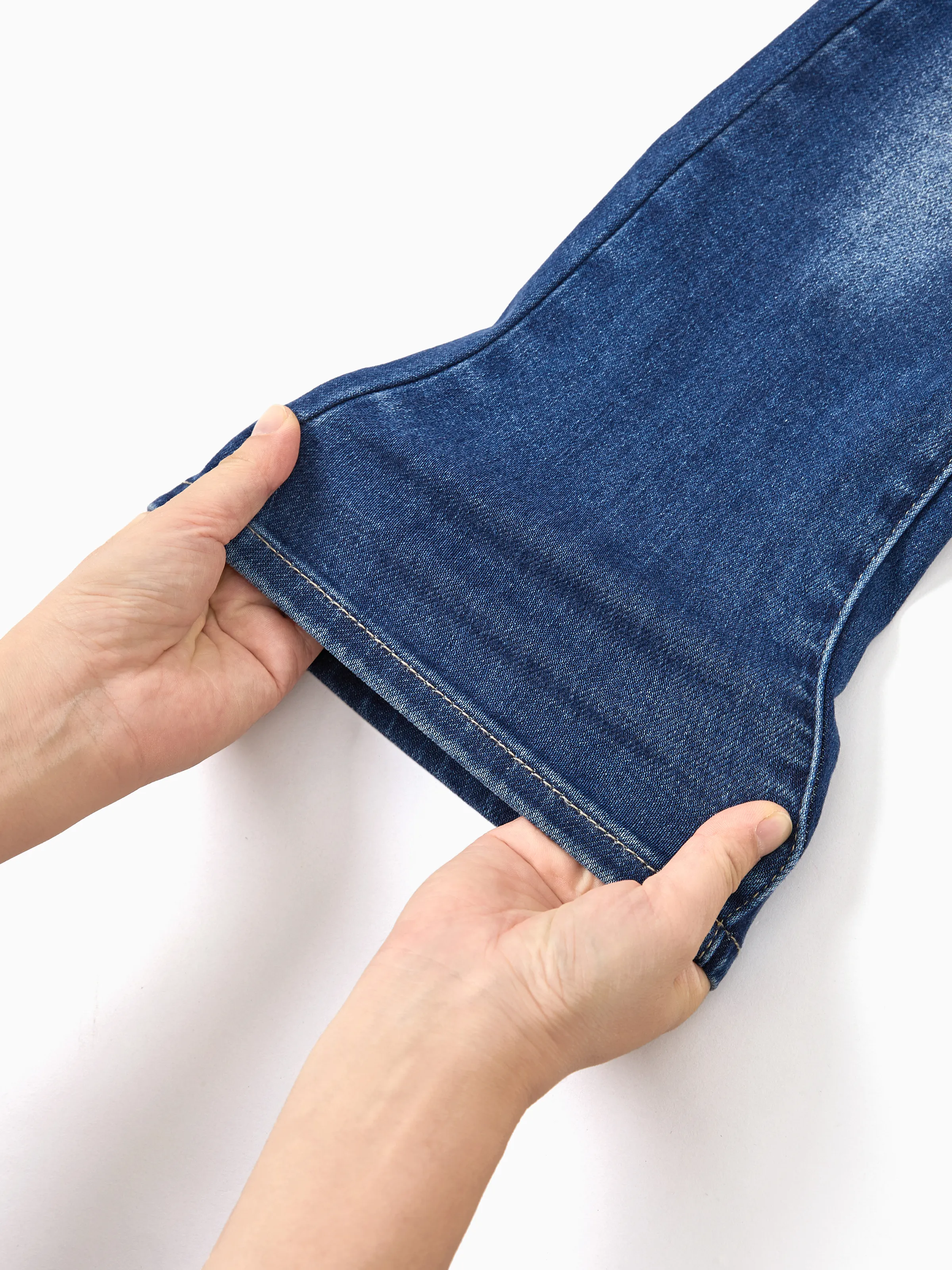 Kids Pull On Elastic Waist Denim Jeans Soft Stretch Comfortable Everyday Pants with Pockets Deep Blue - Image 17