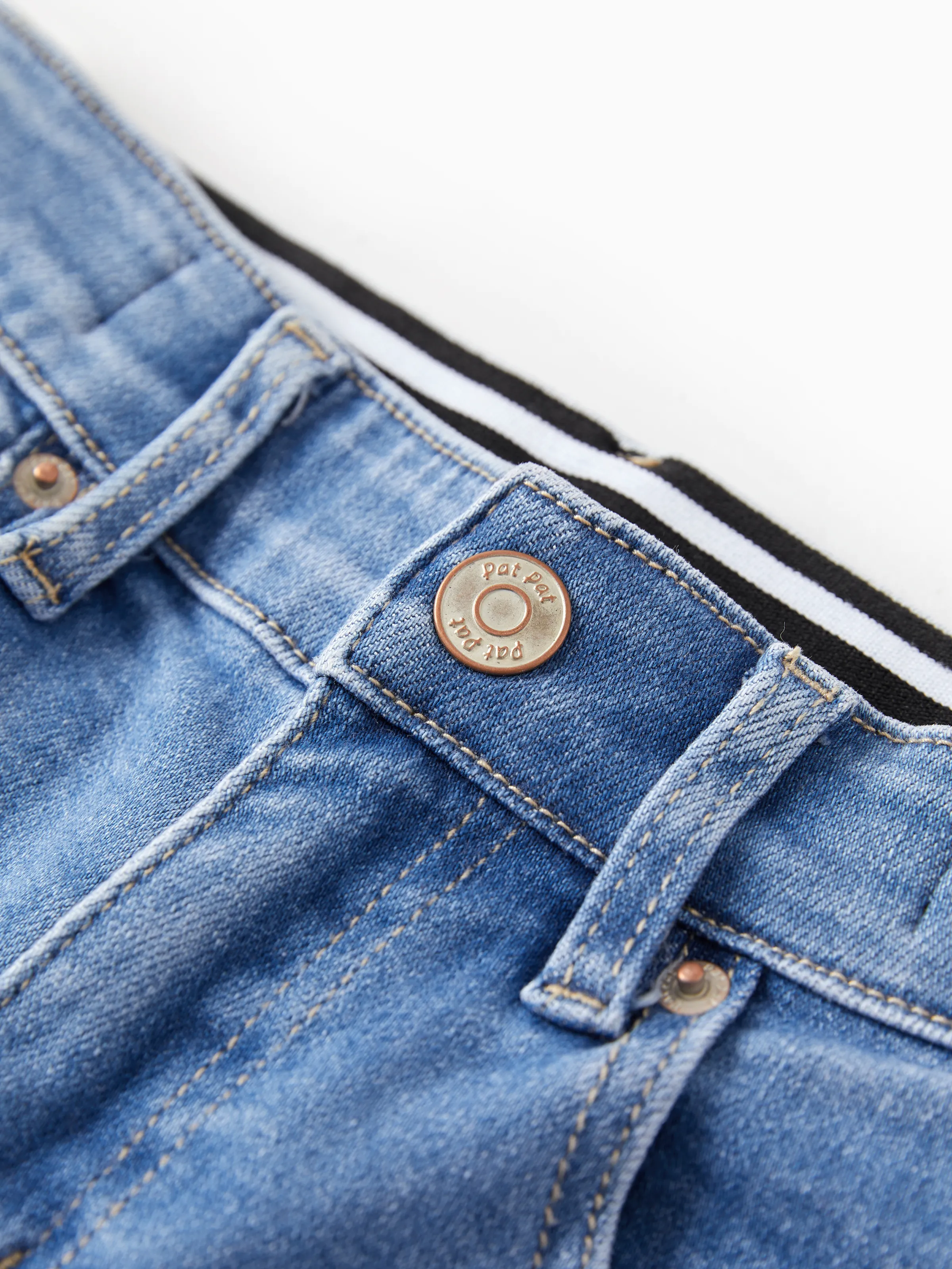 Kids Pull On Elastic Waist Denim Jeans Soft Stretch Comfortable Everyday Pants with Pockets Light Blue - Image 10