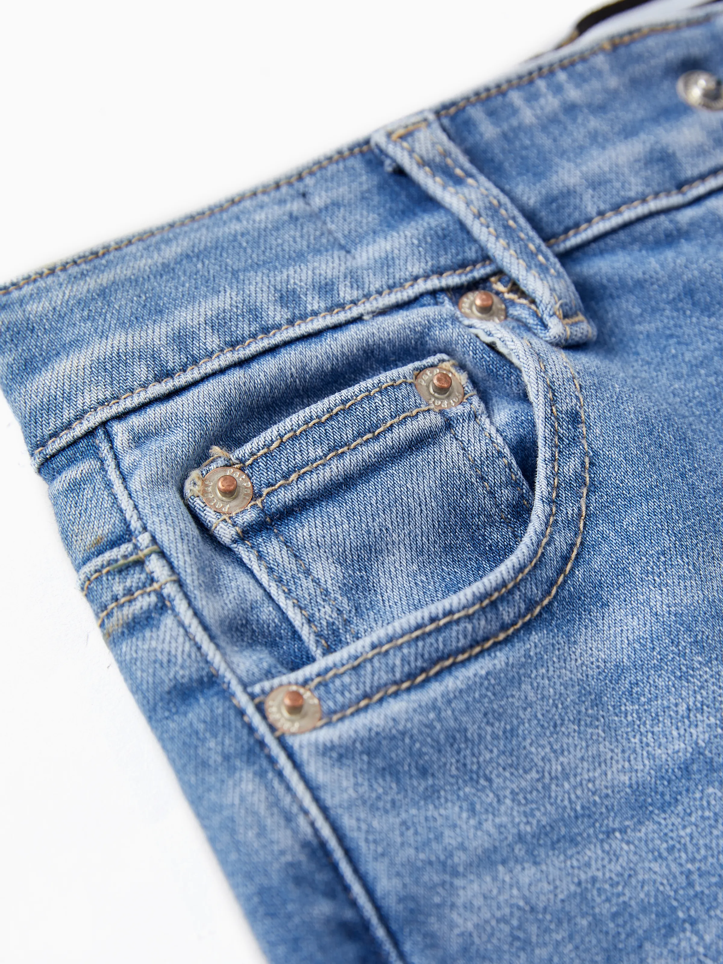Kids Pull On Elastic Waist Denim Jeans Soft Stretch Comfortable Everyday Pants with Pockets Light Blue - Image 11