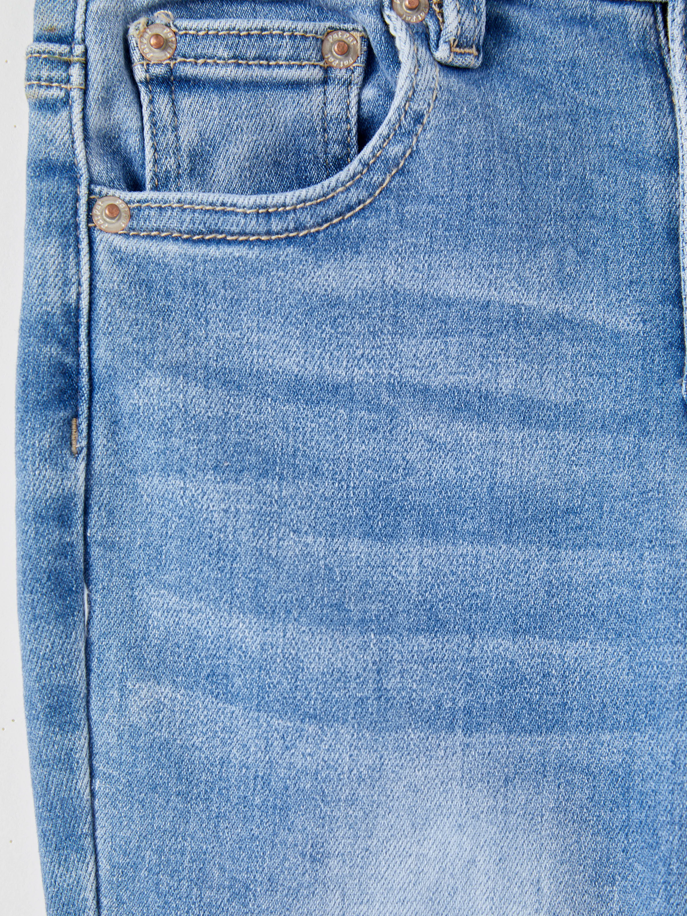 Kids Pull On Elastic Waist Denim Jeans Soft Stretch Comfortable Everyday Pants with Pockets Light Blue - Image 12