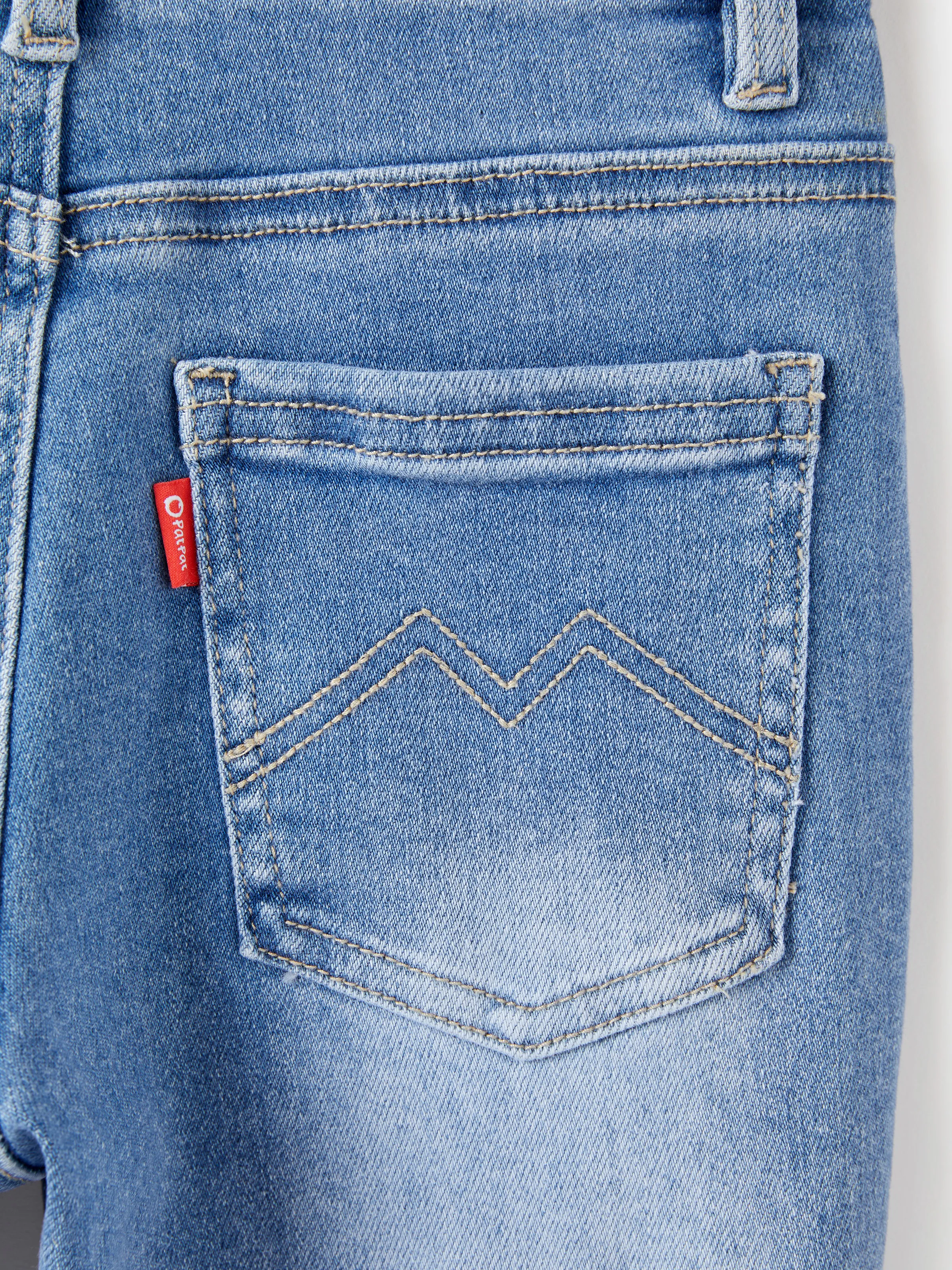 Kids Pull On Elastic Waist Denim Jeans Soft Stretch Comfortable Everyday Pants with Pockets Light Blue - Image 13