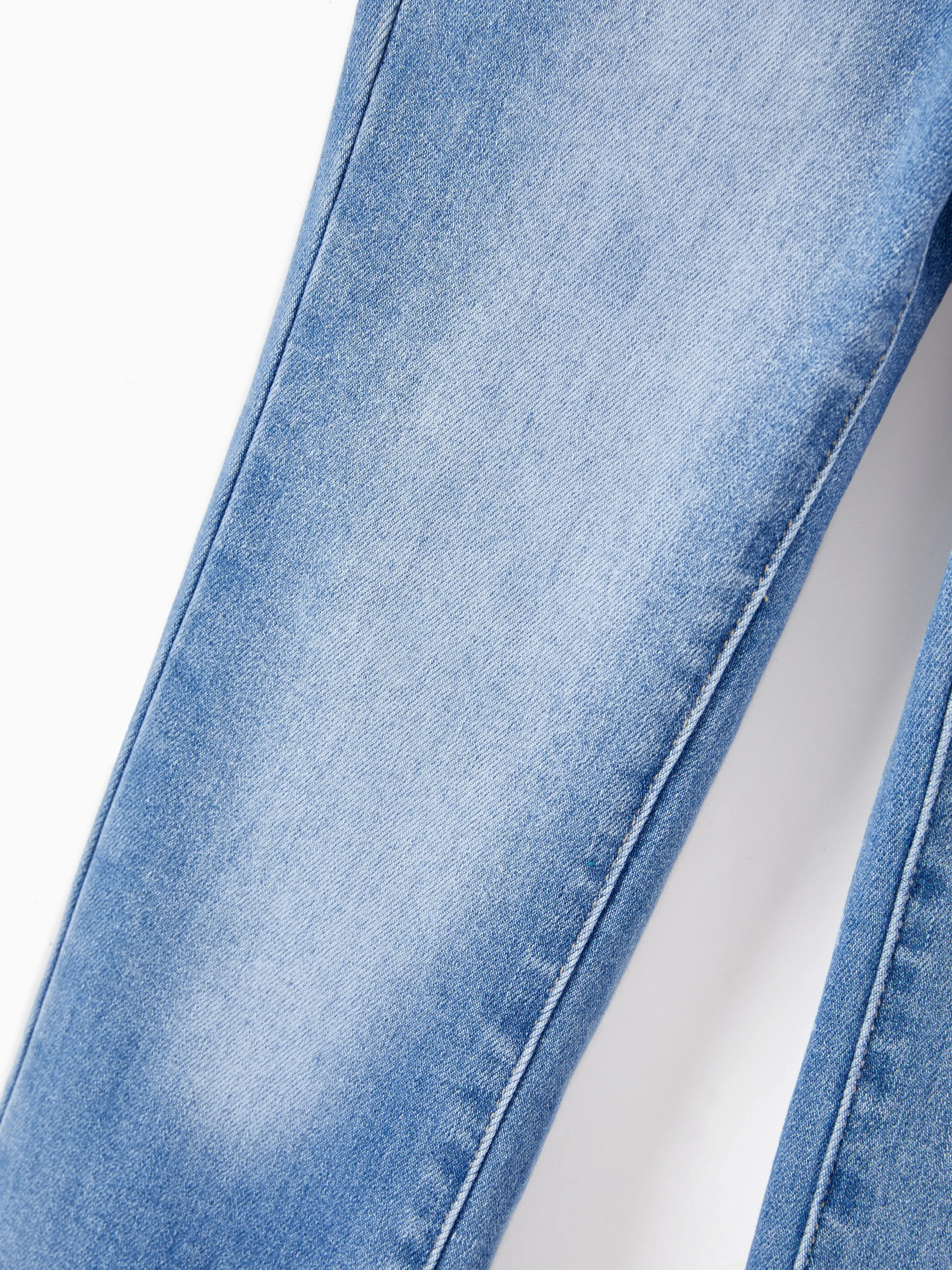 Kids Pull On Elastic Waist Denim Jeans Soft Stretch Comfortable Everyday Pants with Pockets Light Blue - Image 14