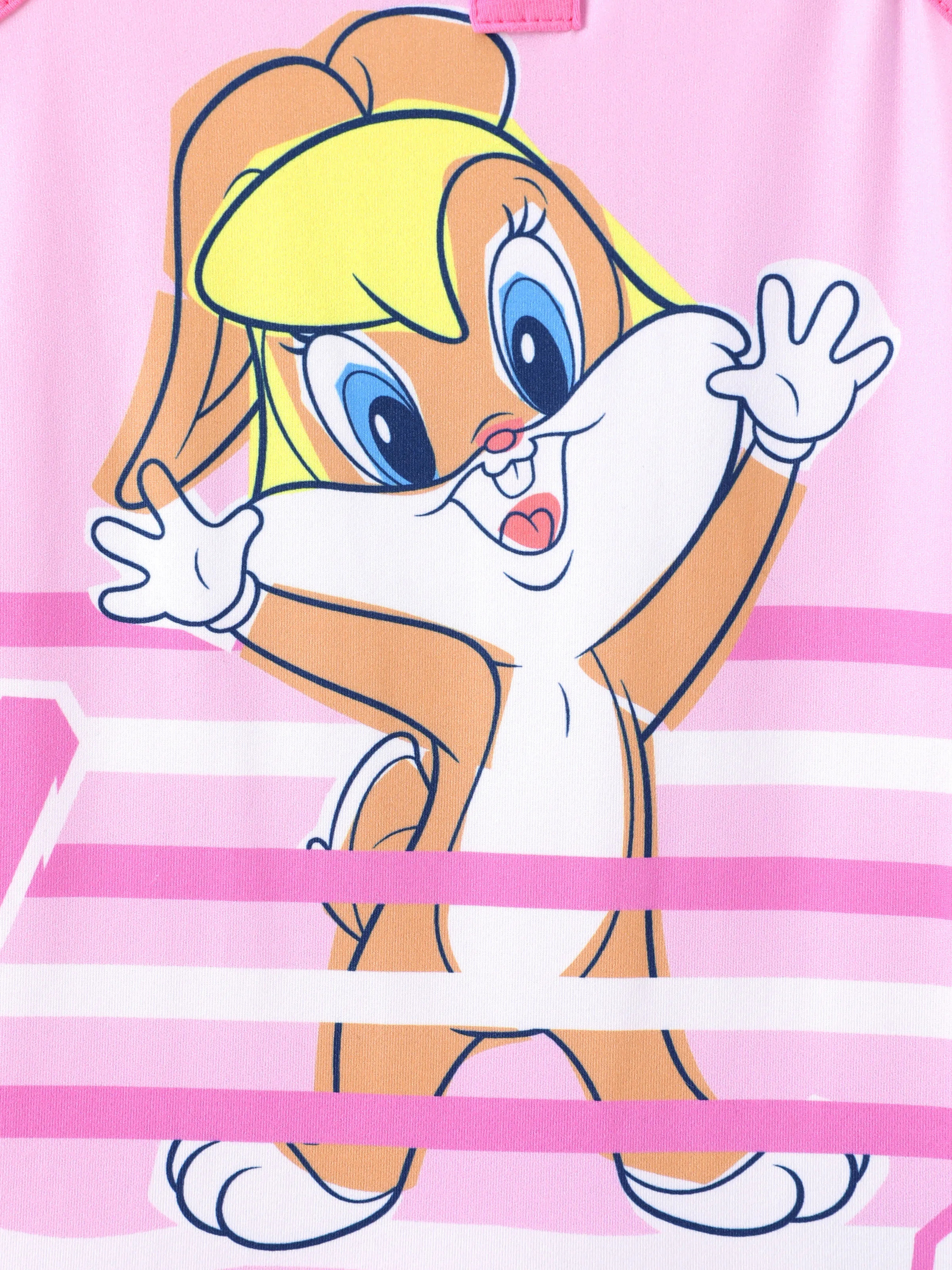 Looney Tunes Baby Girl 1pc Character Striped Print Sleeveless Jumpsuit Pink - Image 4
