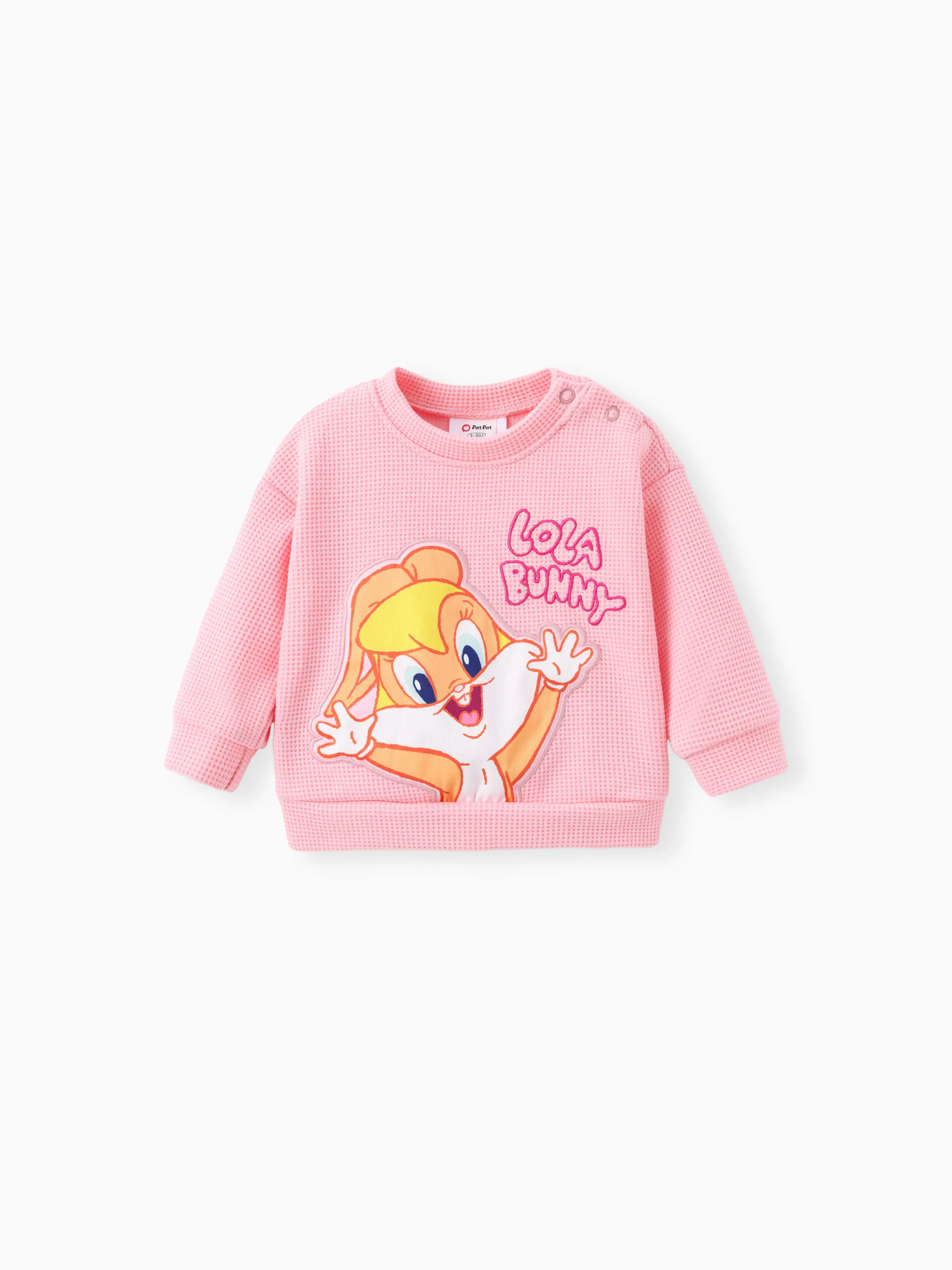 Looney Tunes Baby Girl 2pcs Character Embroidered Long-sleeve Knitted Top And Pants Set Pink - Image 2