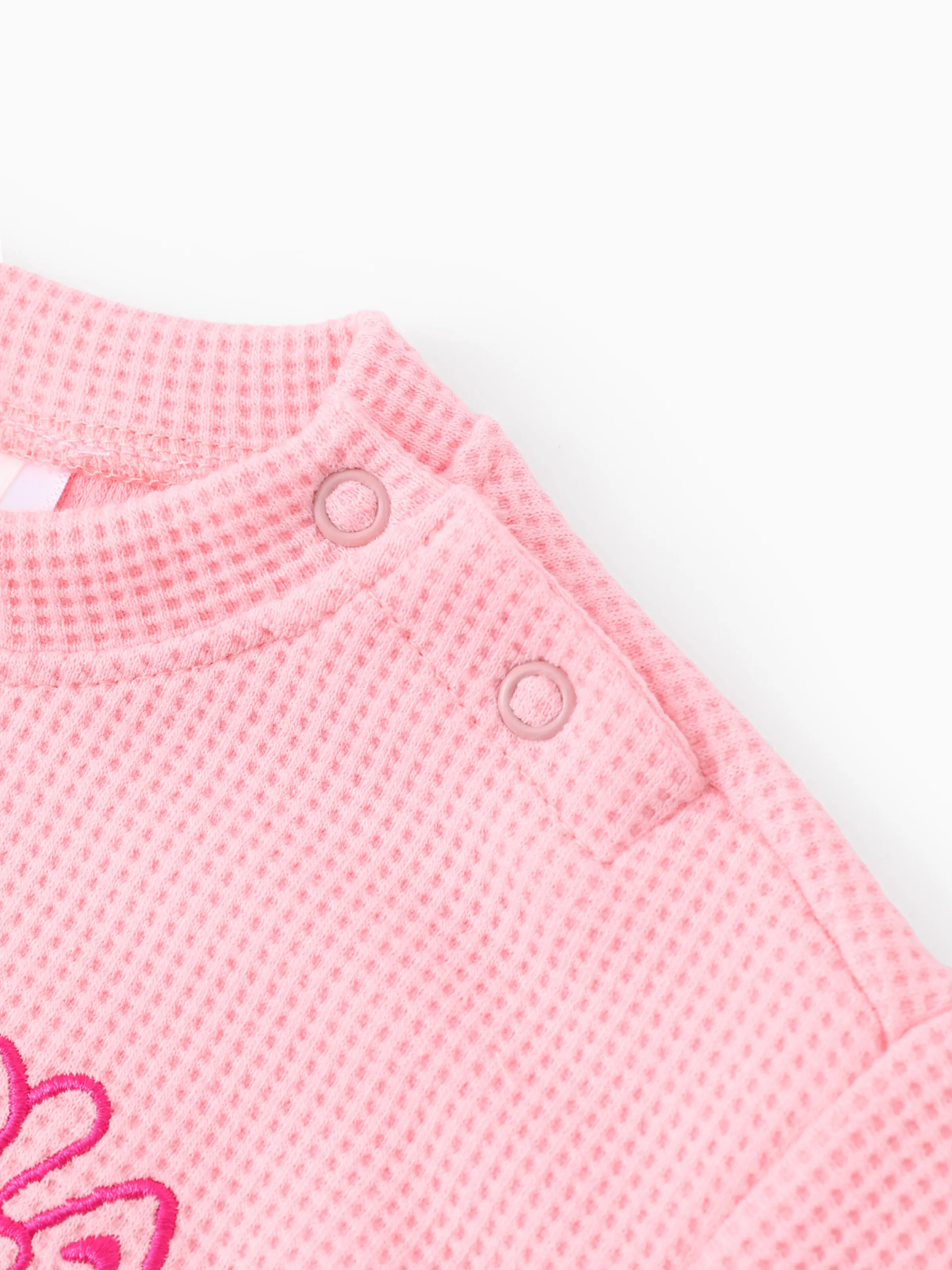 Looney Tunes Baby Girl 2pcs Character Embroidered Long-sleeve Knitted Top And Pants Set Pink - Image 3