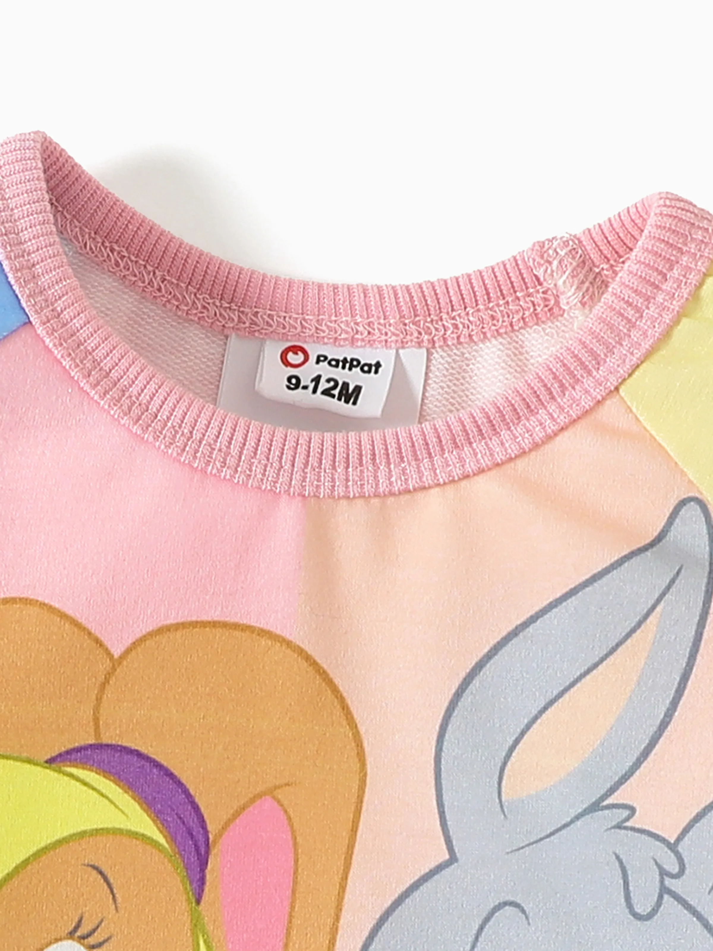 Looney Tunes Baby Girl Cartoon Print Colorblock Long-sleeve Sweatshirt Light Blue - Image 3