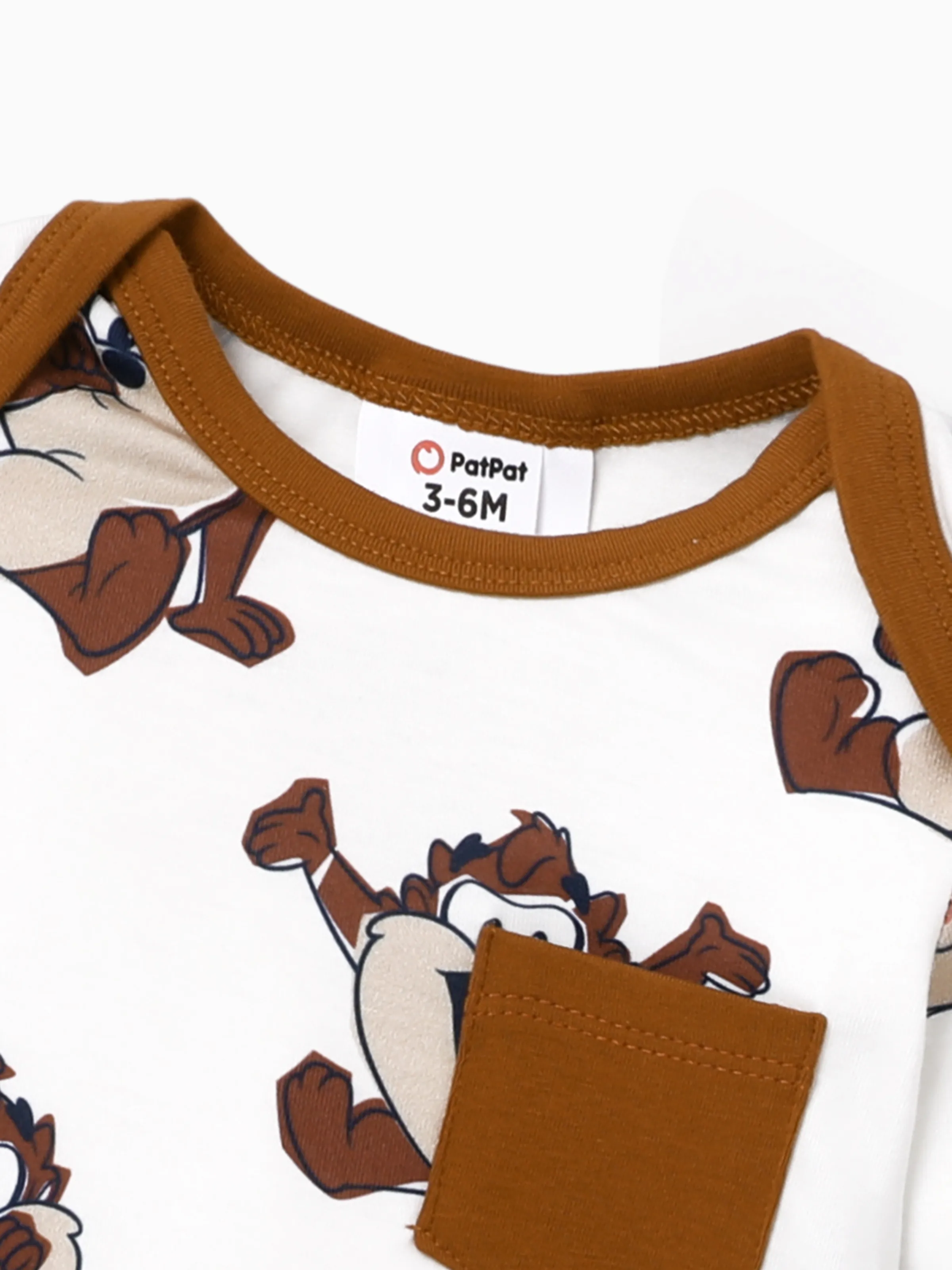 Looney Tunes Baby Boy Character Print Long-sleeve Bodysuit and Pant Sets Brown - Image 3