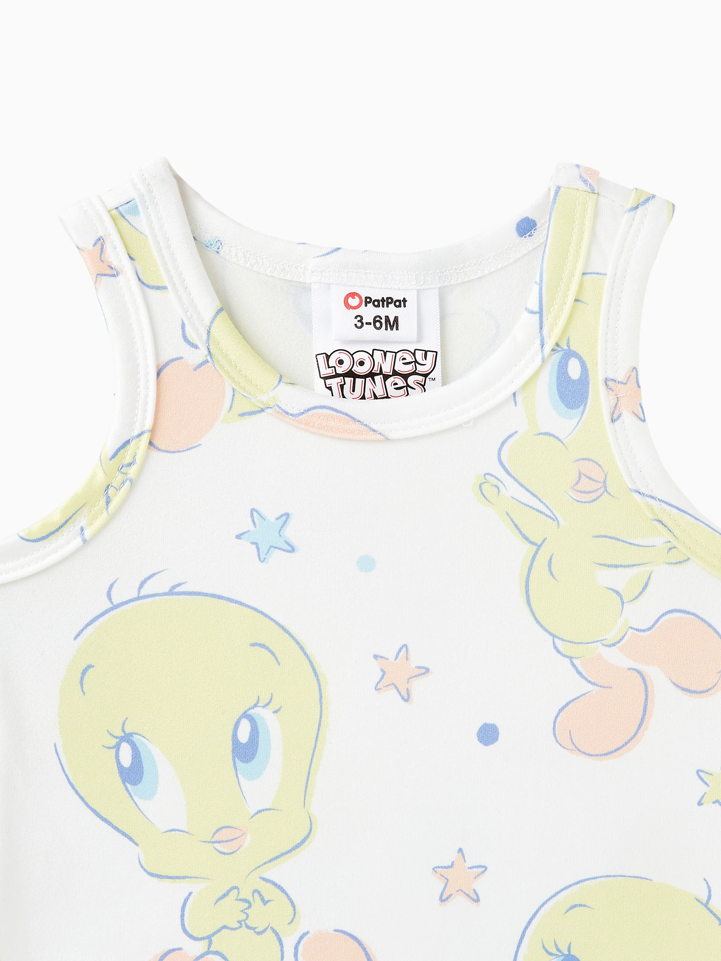 Looney Tunes Baby Boy/Girl Star print Sleeveless Romper
 White - Image 3
