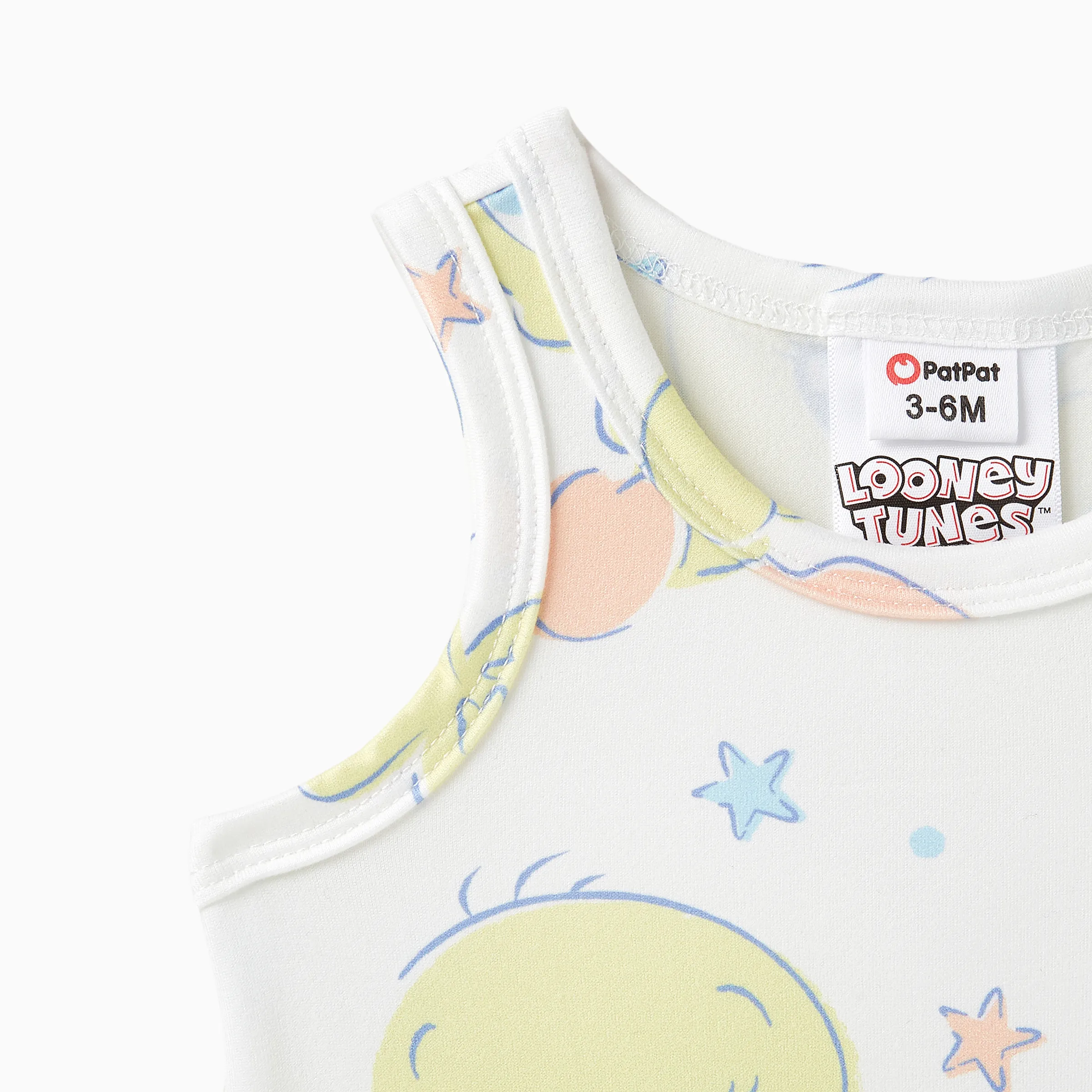 Looney Tunes Baby Boy/Girl Star print Sleeveless Romper
 White - Image 4