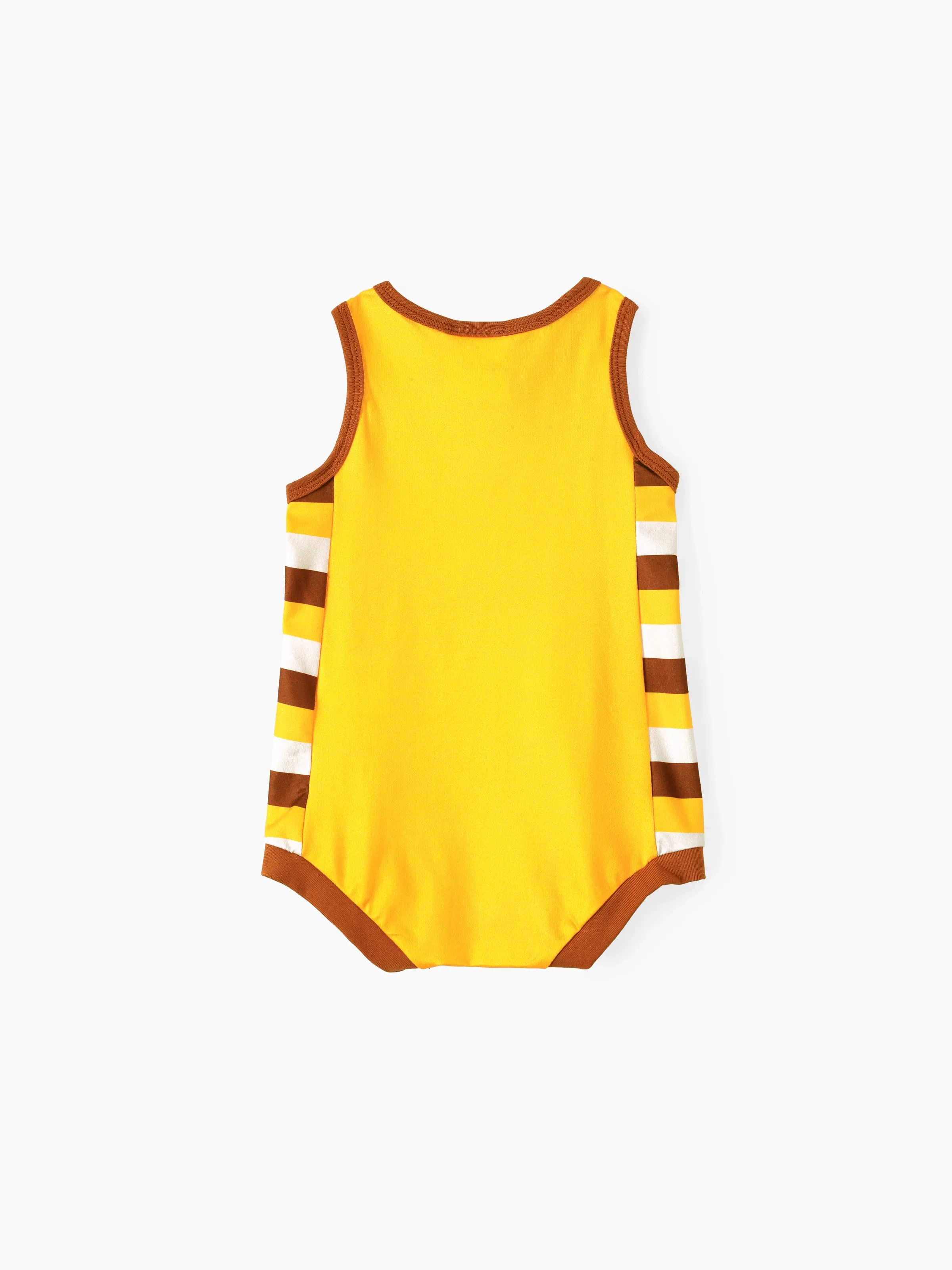 Looney Tunes Baby Boy Stripe and Character Print Sleeveless Jumpsuit Brown - Image 3