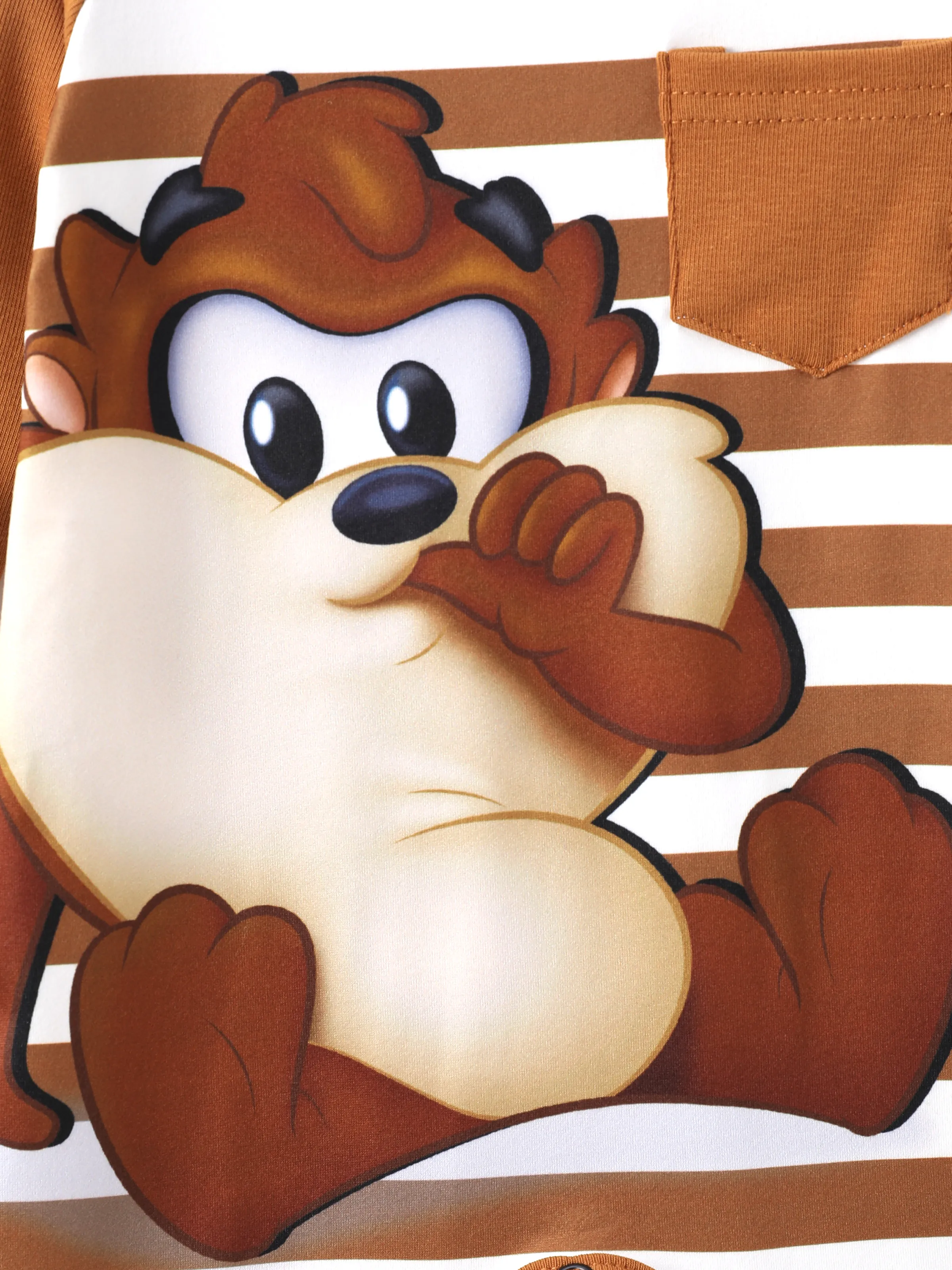 Looney Tunes Baby Boy 1pc Long-sleeve Striped Jumpsuit Brown - Image 3