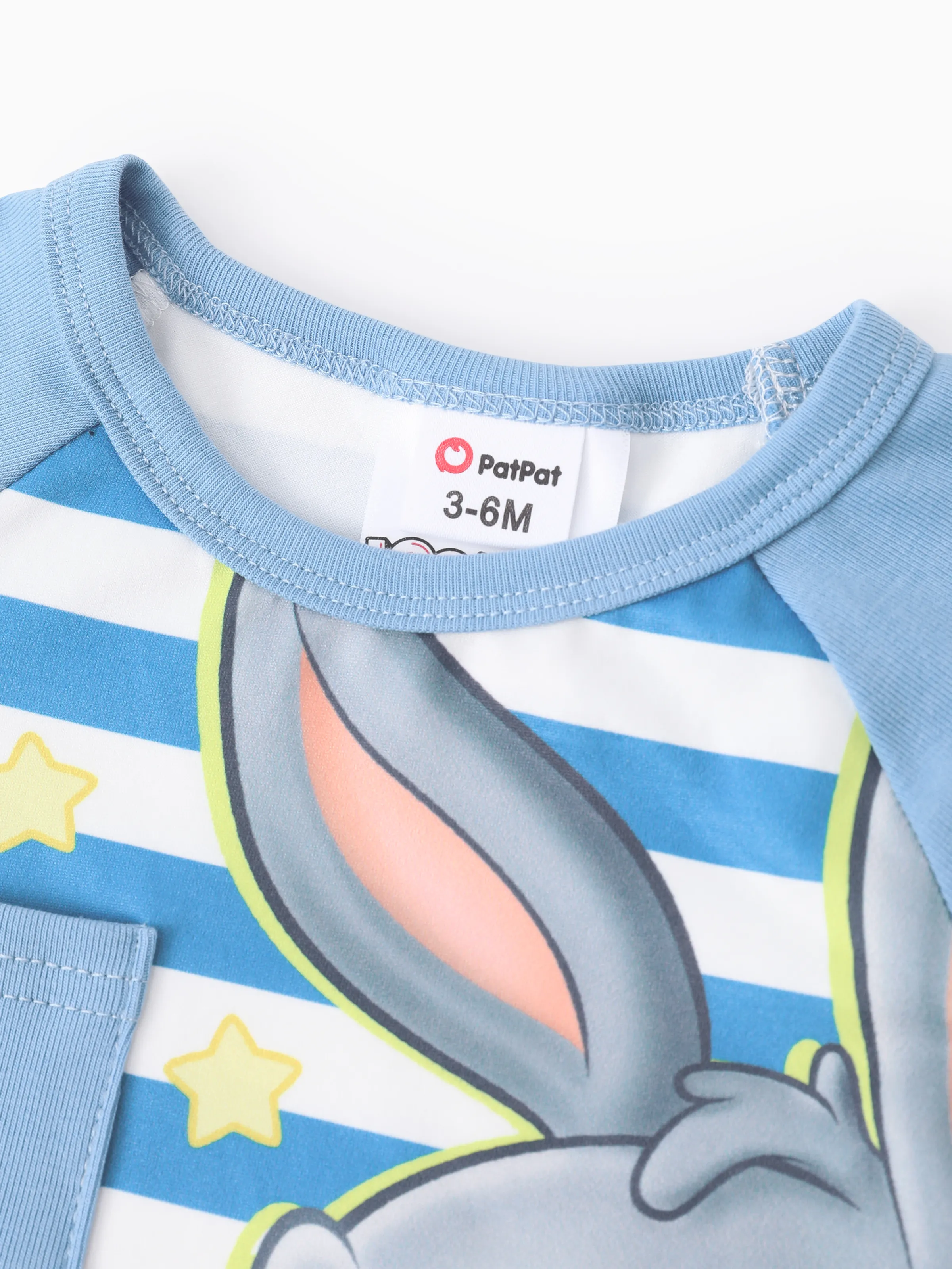 Looney Tunes Baby Girl/Boy 1pc Long-sleeve Striped Jumpsuit Sky blue - Image 4