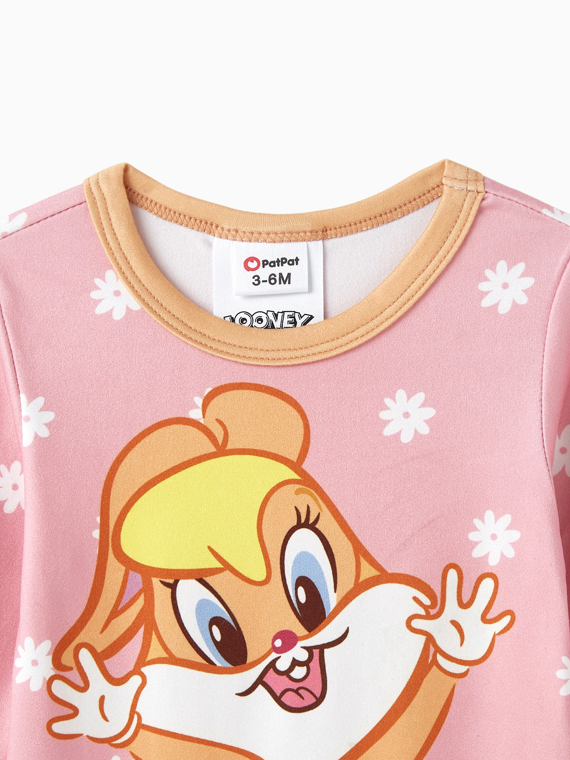 Looney Tunes Baby Girl Character Chess/Floral/Star Print Romper Pink - Image 3