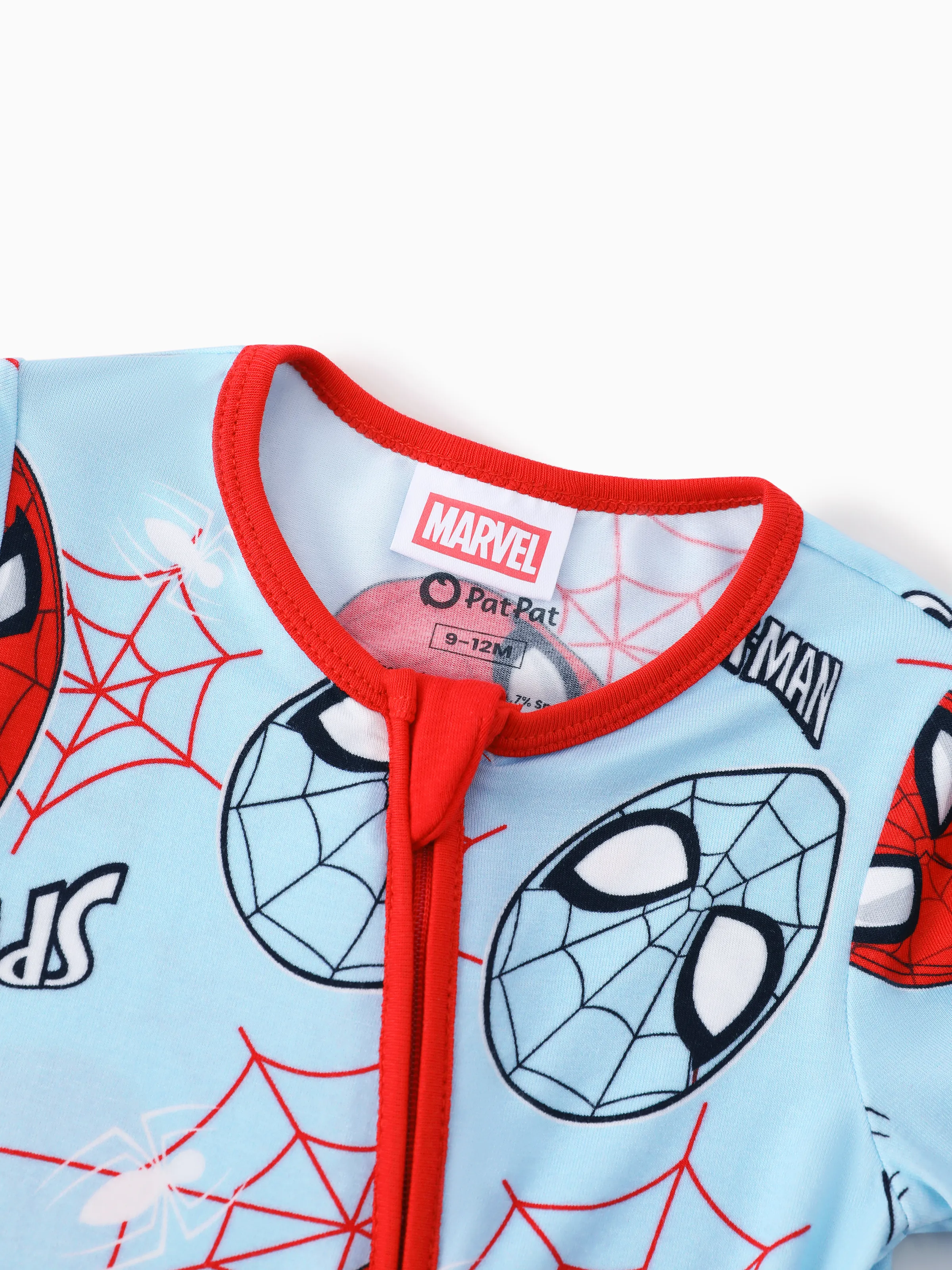 Marvel Bamboo Baby Boy/Girl Spider-Man 2-Way Zip Onesies Anti Slip Long-sleeve Footie Blue - Image 4