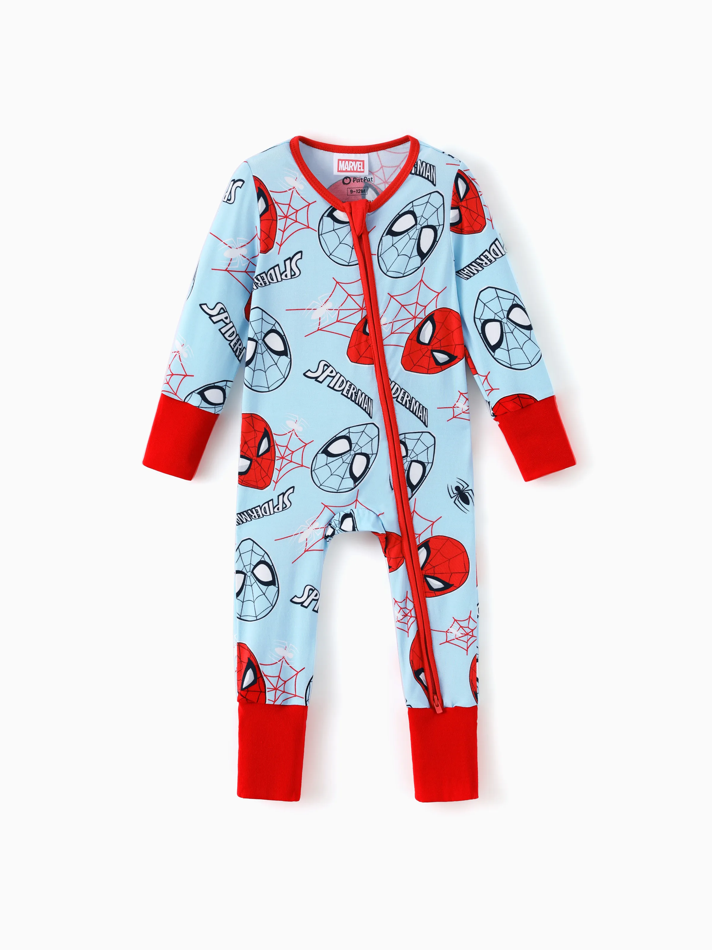 Marvel Bamboo Baby Boy/Girl Spider-Man 2-Way Zip Onesies Anti Slip Long-sleeve Footie Blue - Image 5