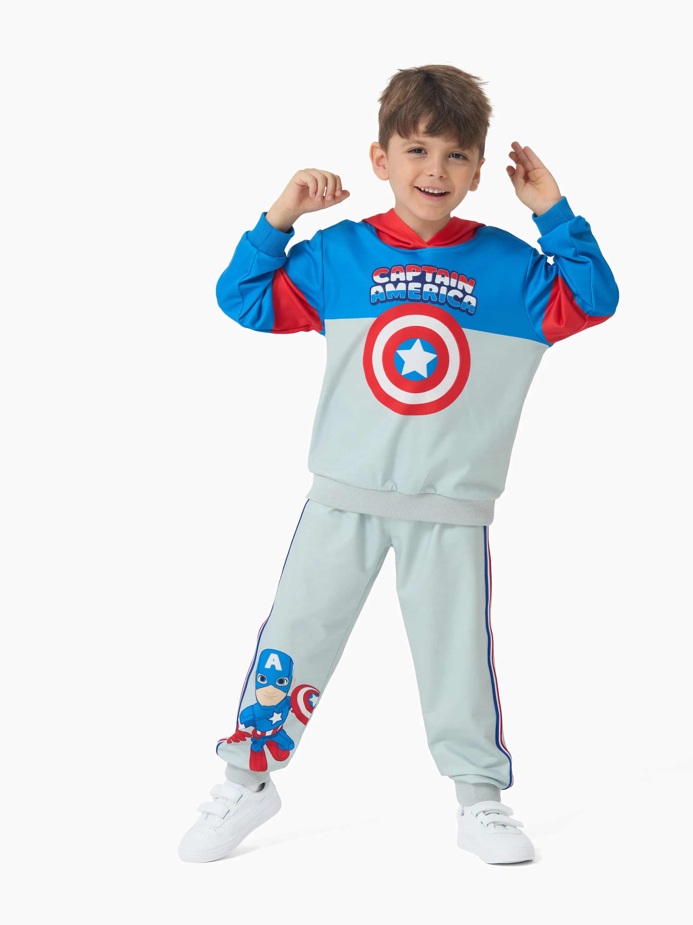 Marvel Toddler Boy 2pcs Captain America Childlike Longsleeves Hoodie and Sweatpants Set Grey - Image 3