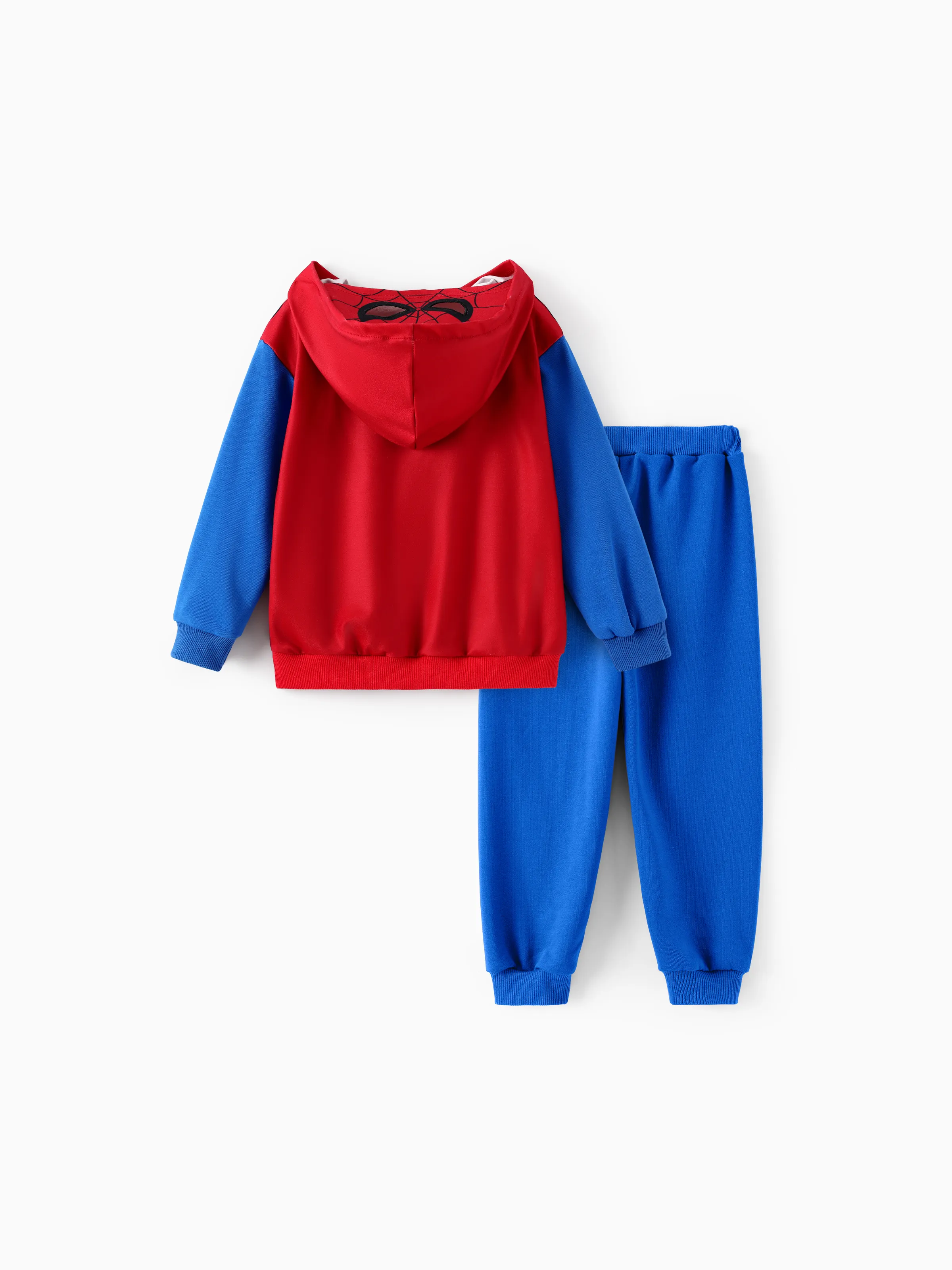 Marvel Toddler/ Kid Boy 2pcs Spider-Man Costume Sweatshirt and Pants Set with Built-in Mask Blue - Image 4