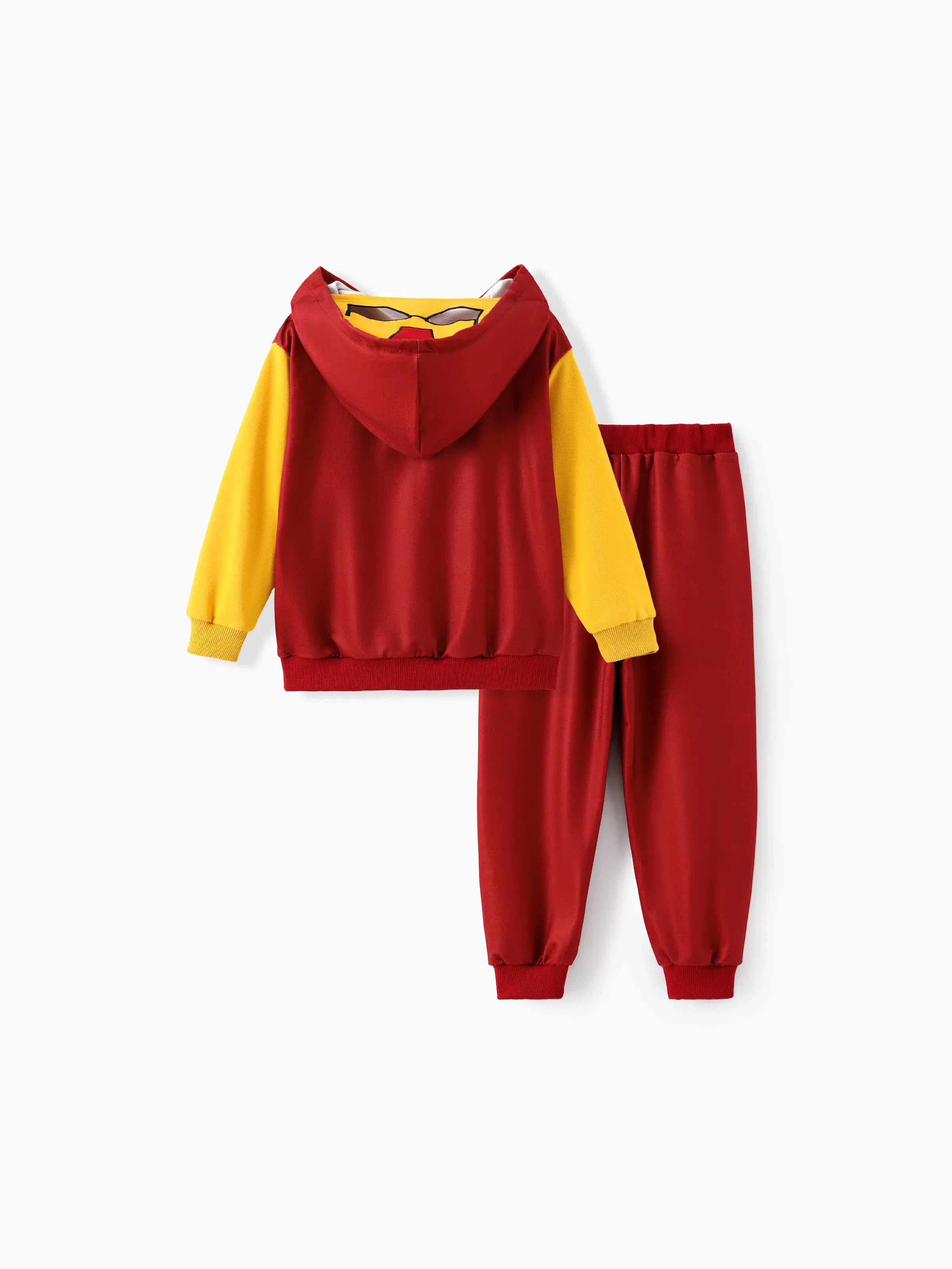 Marvel Toddler/ Kid Boy 2pcs Iron Man Costume Sweatshirt and Pants Set with Built-in Mask Burgundy - Image 4