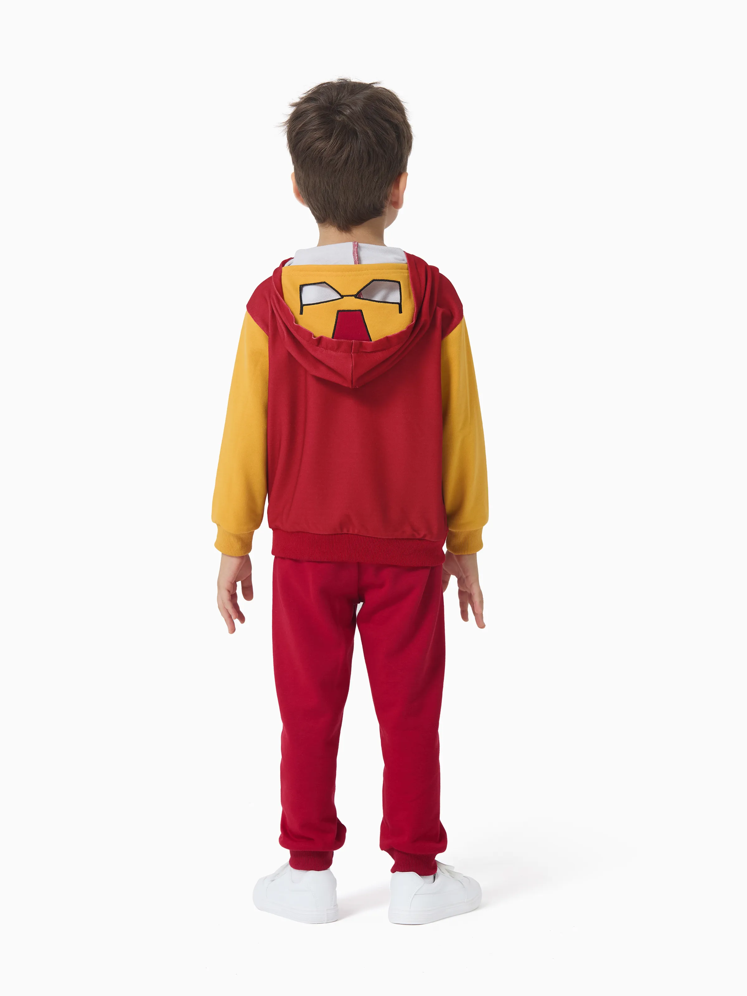 Marvel Toddler/ Kid Boy 2pcs Iron Man Costume Sweatshirt and Pants Set with Built-in Mask Burgundy - Image 6