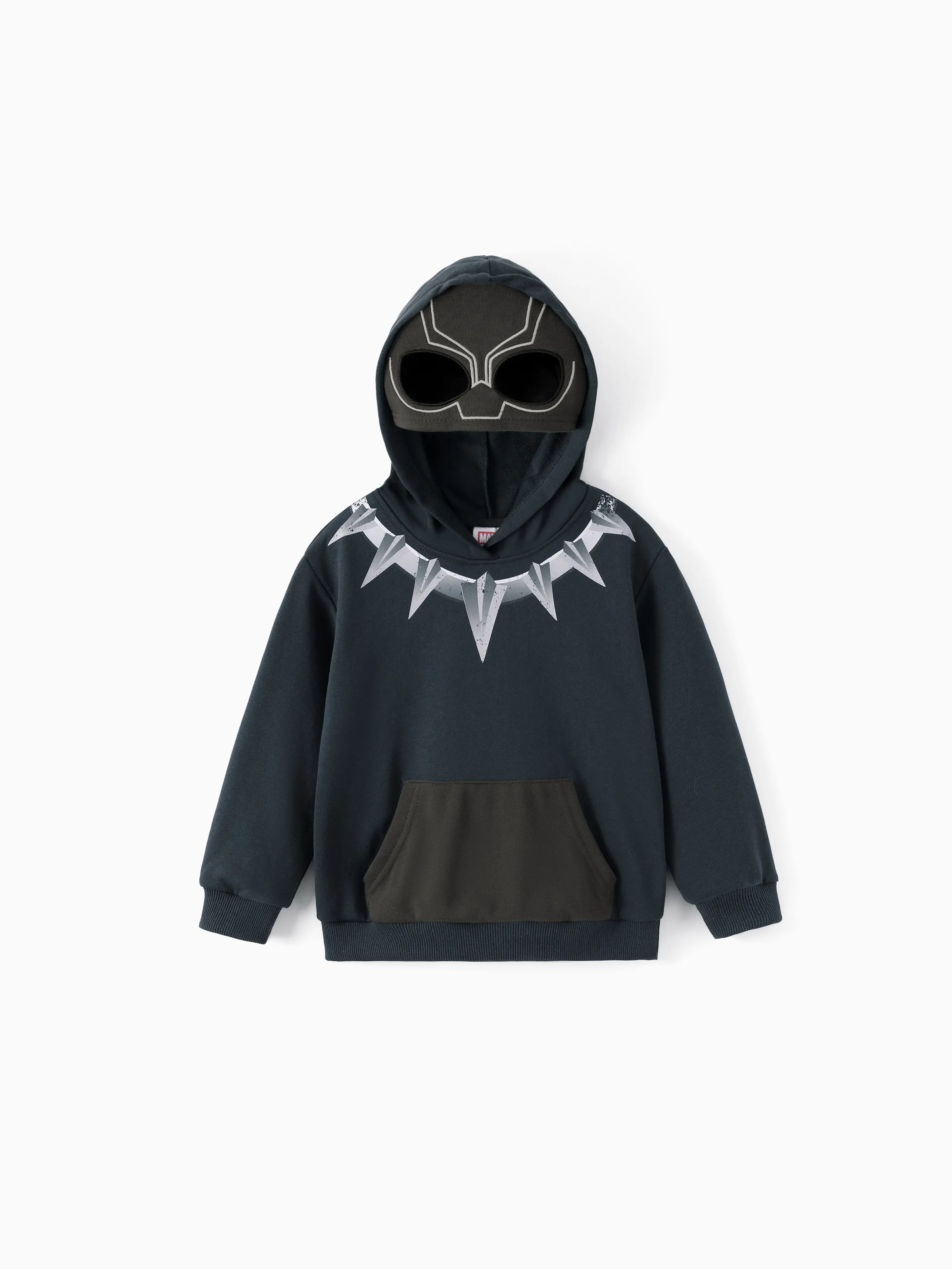 Marvel Toddler/ Kid Boy 2pcs Blac Panther Costume Sweatshirt and Pants Set with Built-in Mask Dark Grey - Image 4