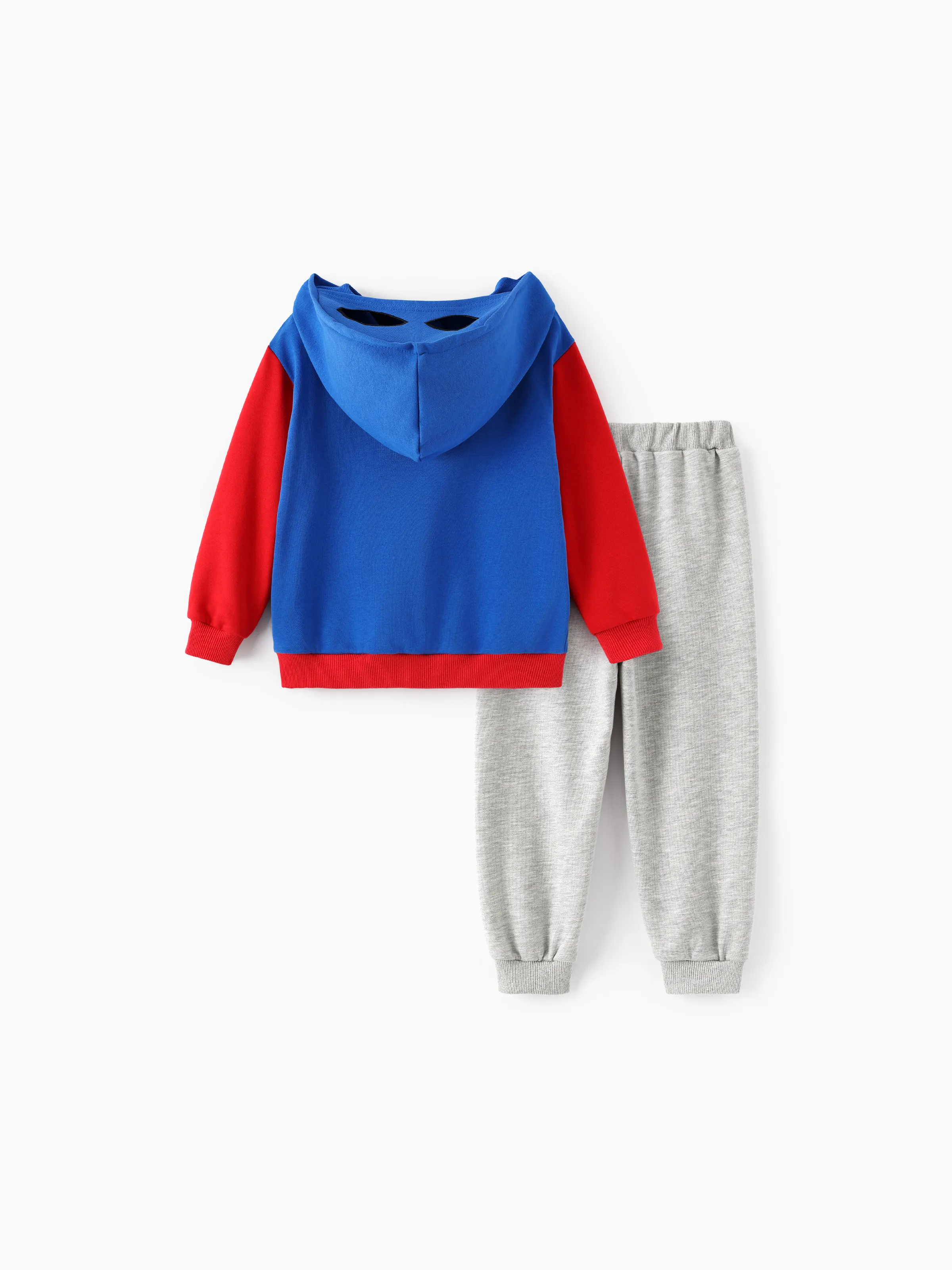 Marvel Toddler/ Kid Boy 2pcs Captain America Costume Sweatshirt and Pants Set with Built-in Mask Grey - Image 3