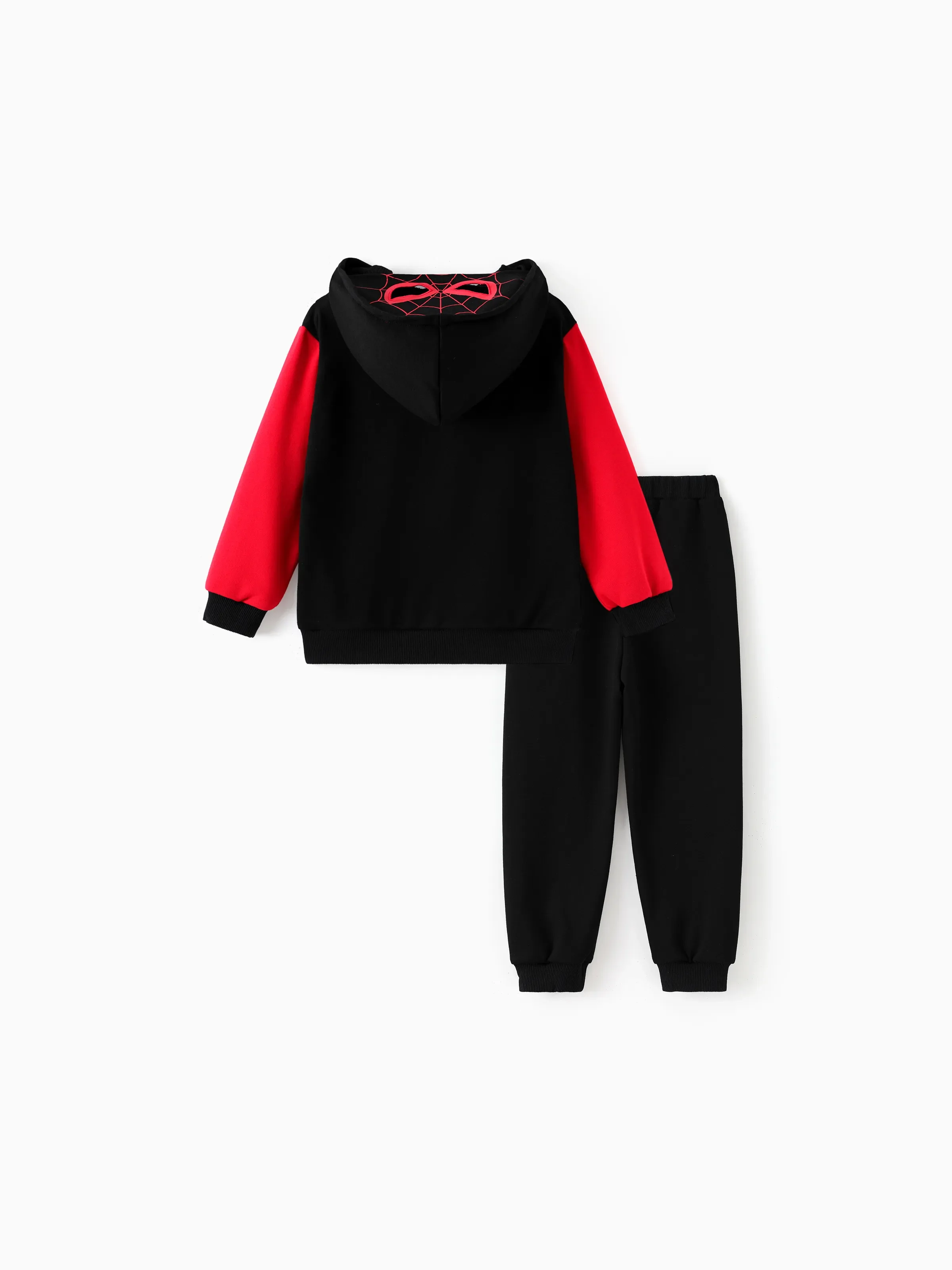 Marvel Toddler/ Kid Boy 2pcs Spider-Man Costume Sweatshirt and Pants Set with Built-in Mask Red - Image 4