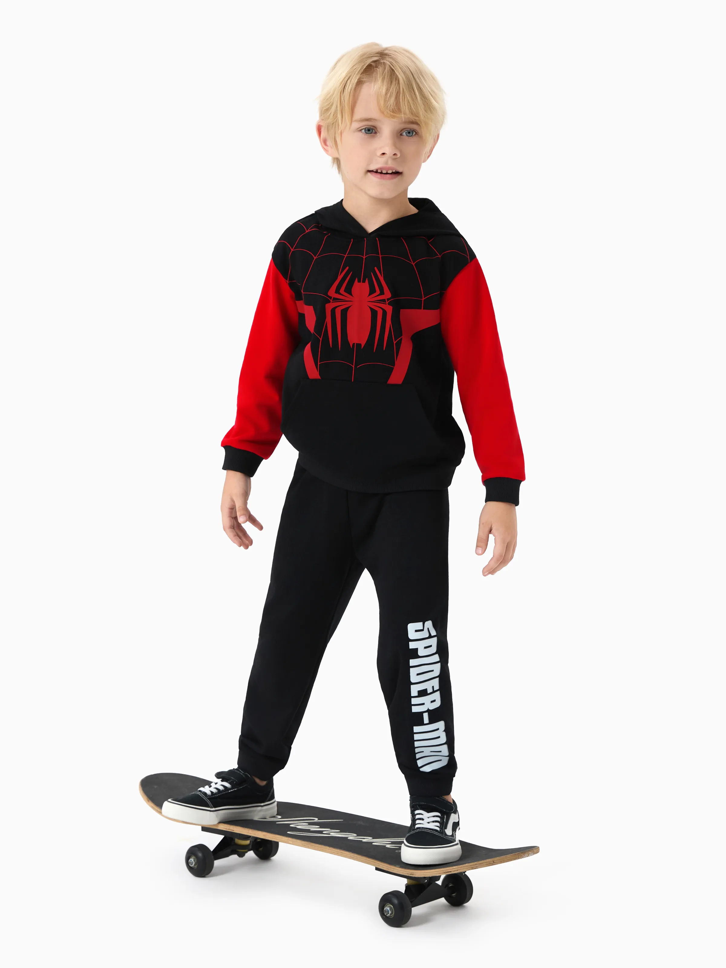 Marvel Toddler/ Kid Boy 2pcs Spider-Man Costume Sweatshirt and Pants Set with Built-in Mask Red - Image 5