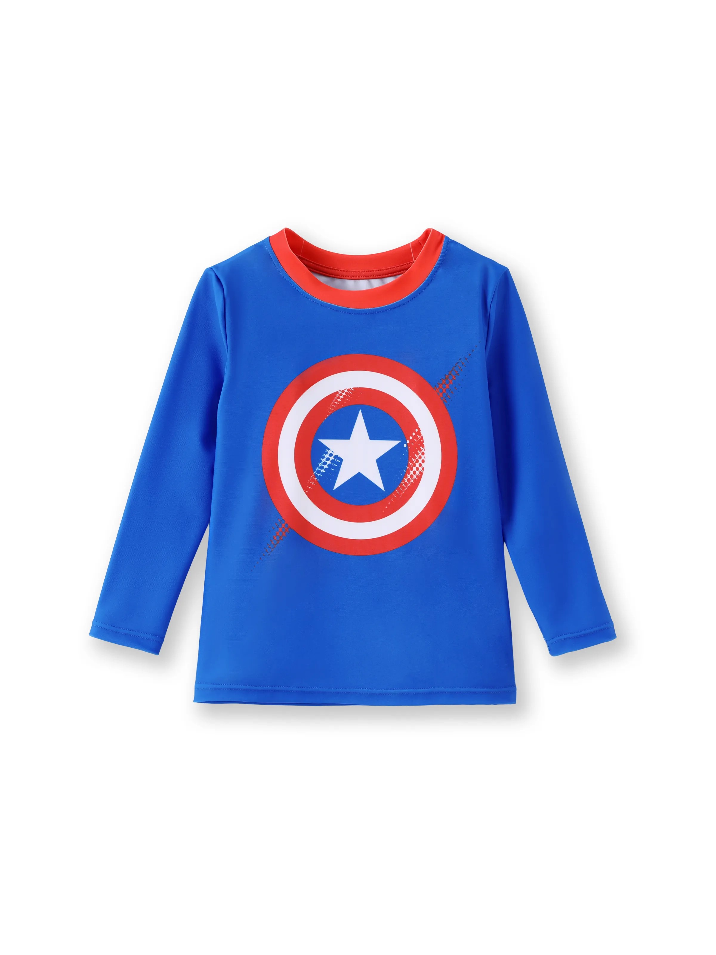 Marvel Toddler/Kid Boy 2pcs Captain America UPF50+ Allover Print Tops and Trunks Swimsuit Set Blue - Image 4