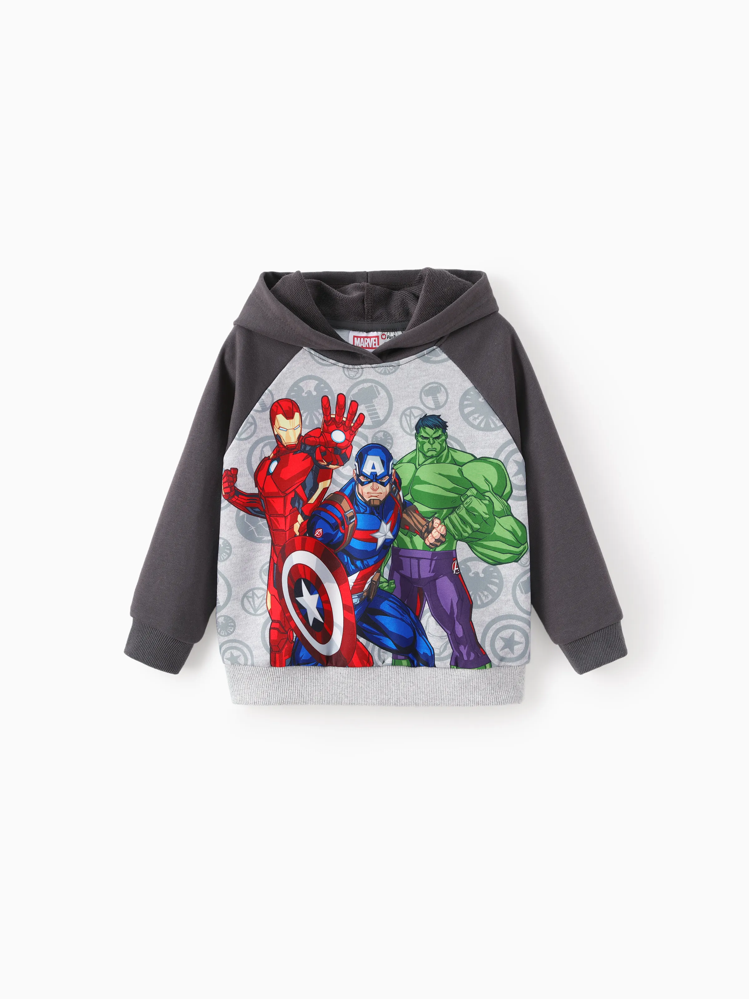 Marvel Toddler/Kids Boy 2pcs Iron Man/ Captain America/ Green Hulk Ribbed Cuffs Hooded Sweatshirt and Sweatpants Set Grey - Image 5