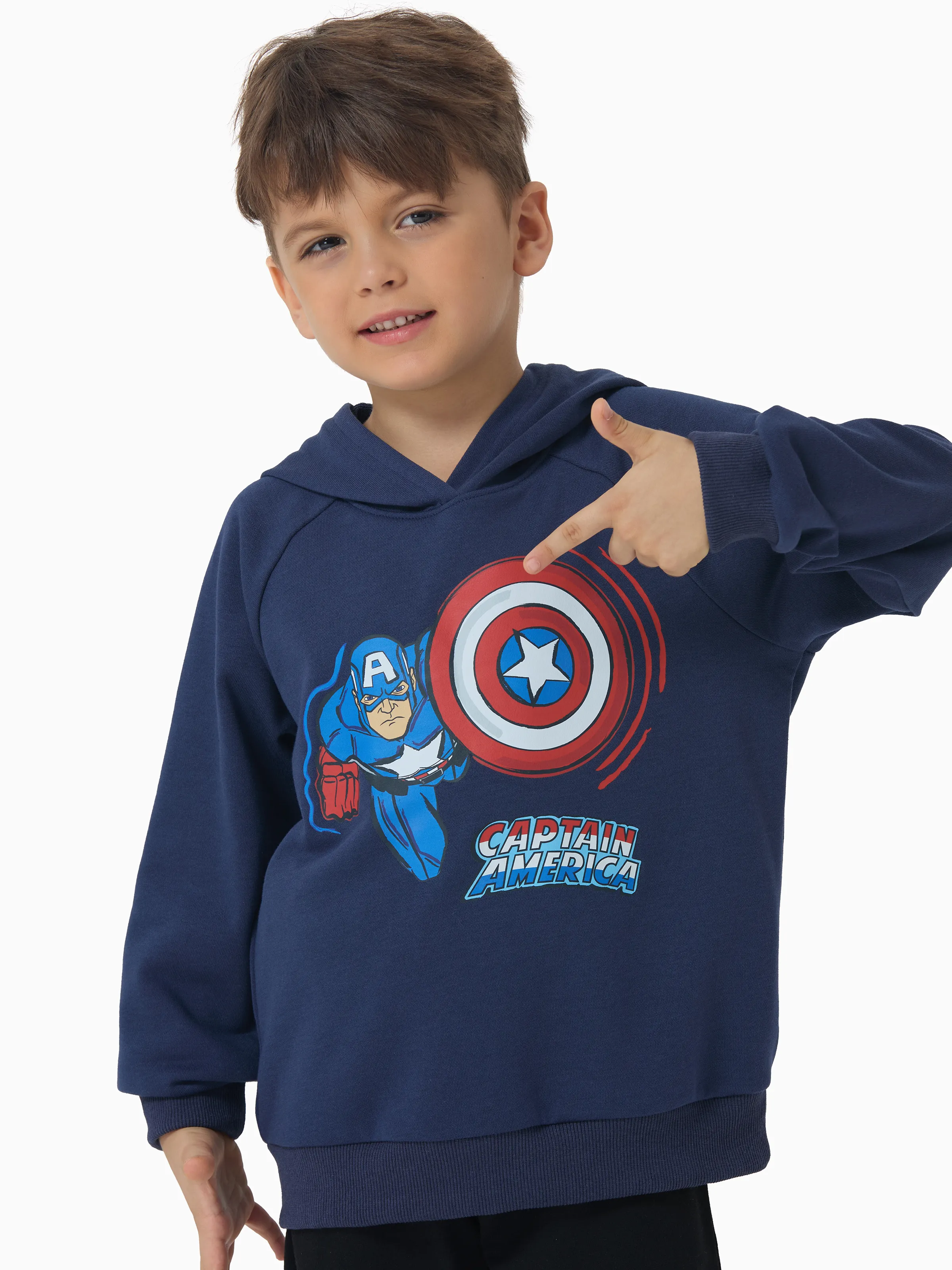 Marvel Toddler/Kids Boy Captain America Hooded Sweatshirt Deep Blue - Image 3