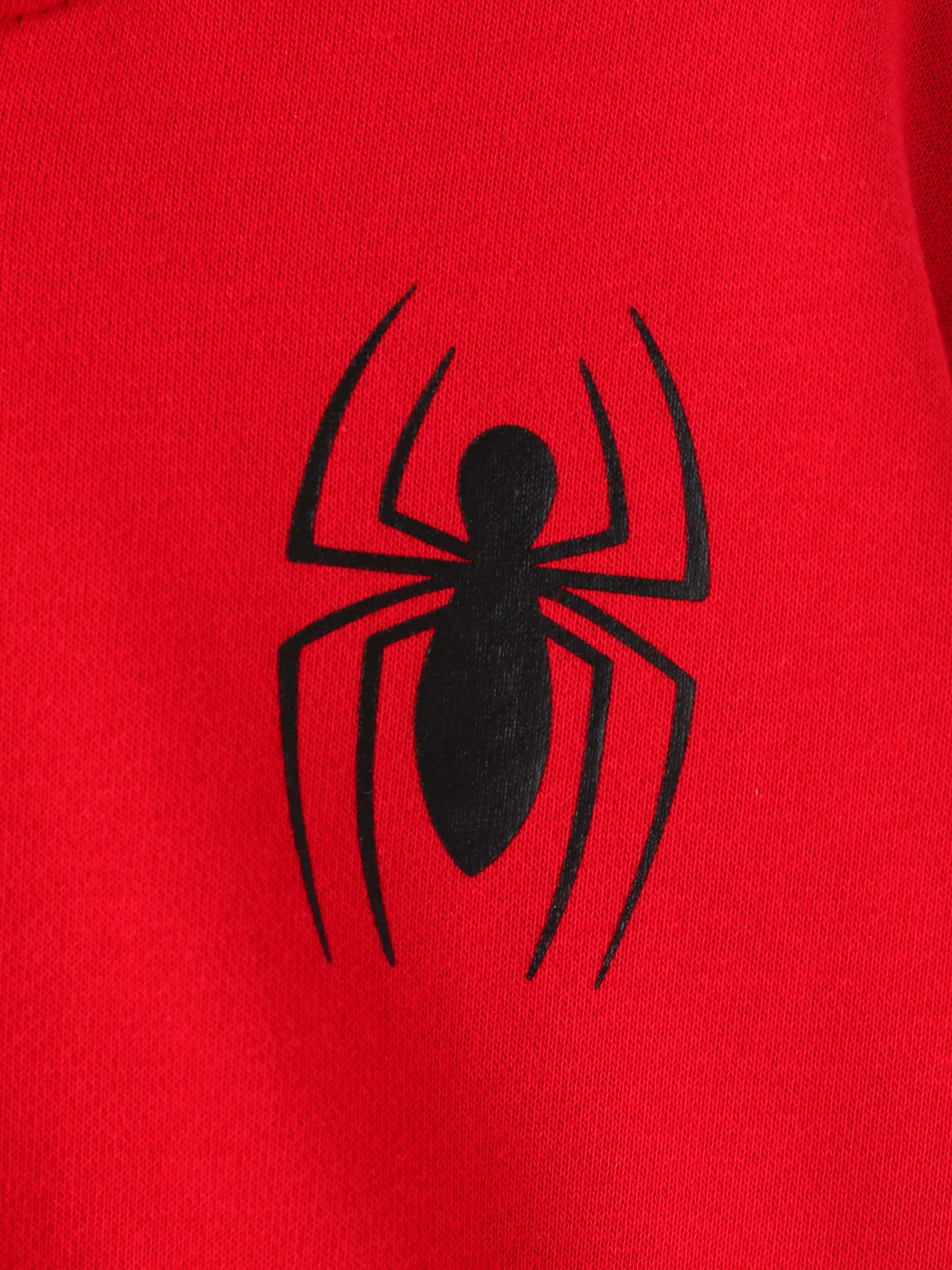 Marvel Toddler/Kids Boy Spider-Man Mask Pattern Zipper Kangaroo Pocket hooded Jacket Red - Image 6