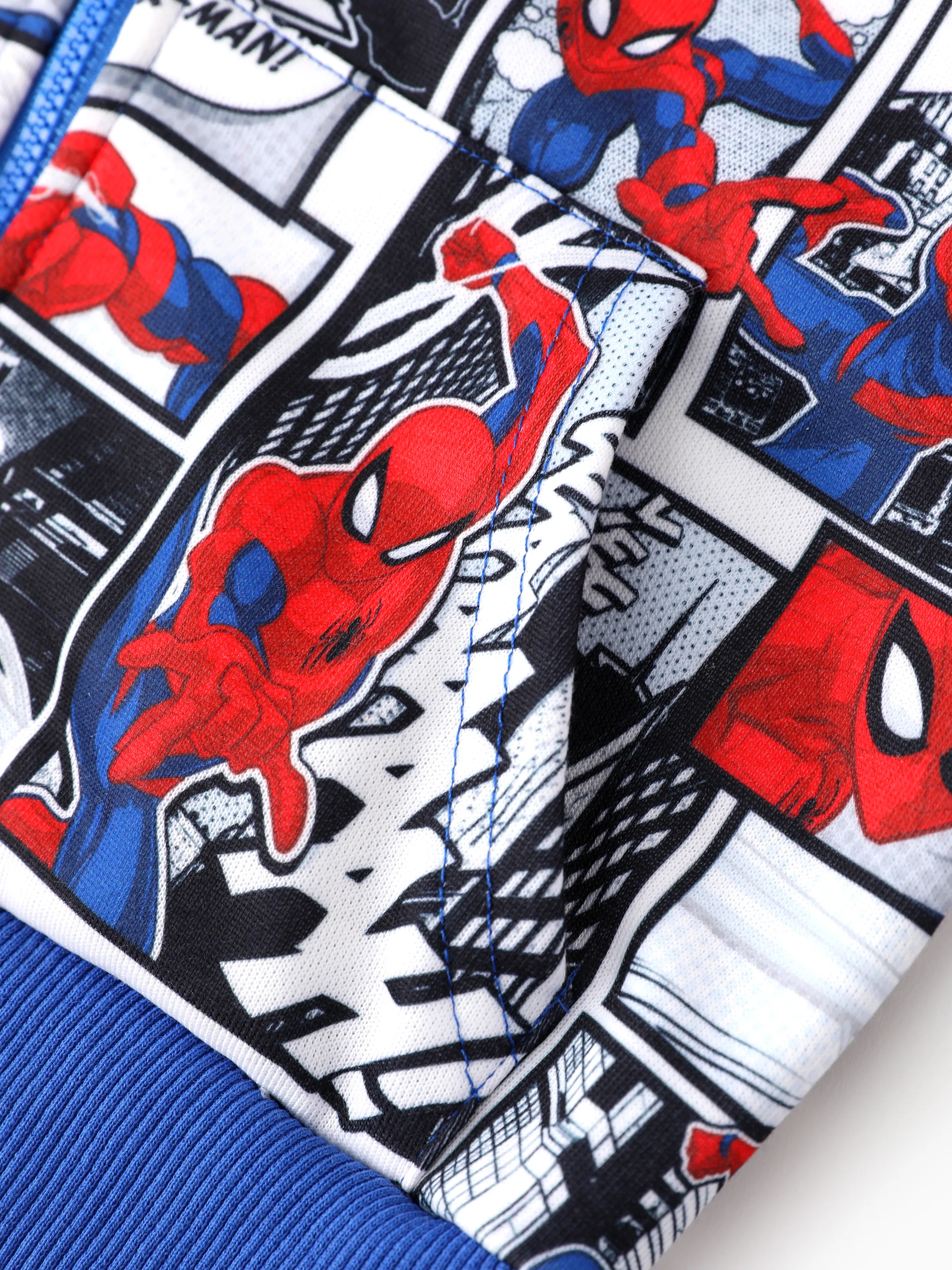 Marvel Toddler/Kids Boy Spider-Man Zipper Kangaroo Pocket hooded Jacket Blue - Image 7
