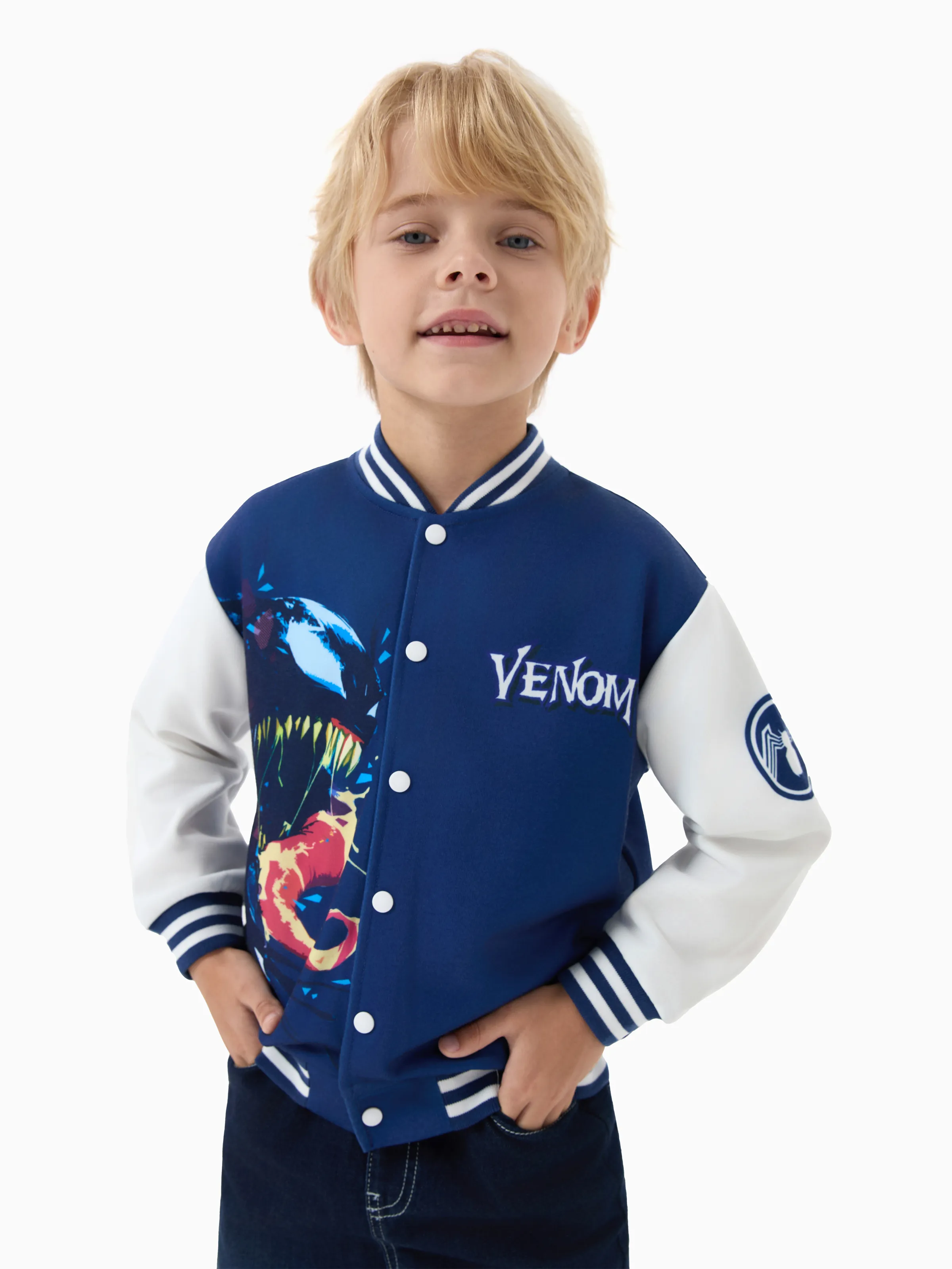 Marvel Toddler/Kids Boy Venom Colorblock Character Graphic Bomber Jacket Deep Blue - Image 3