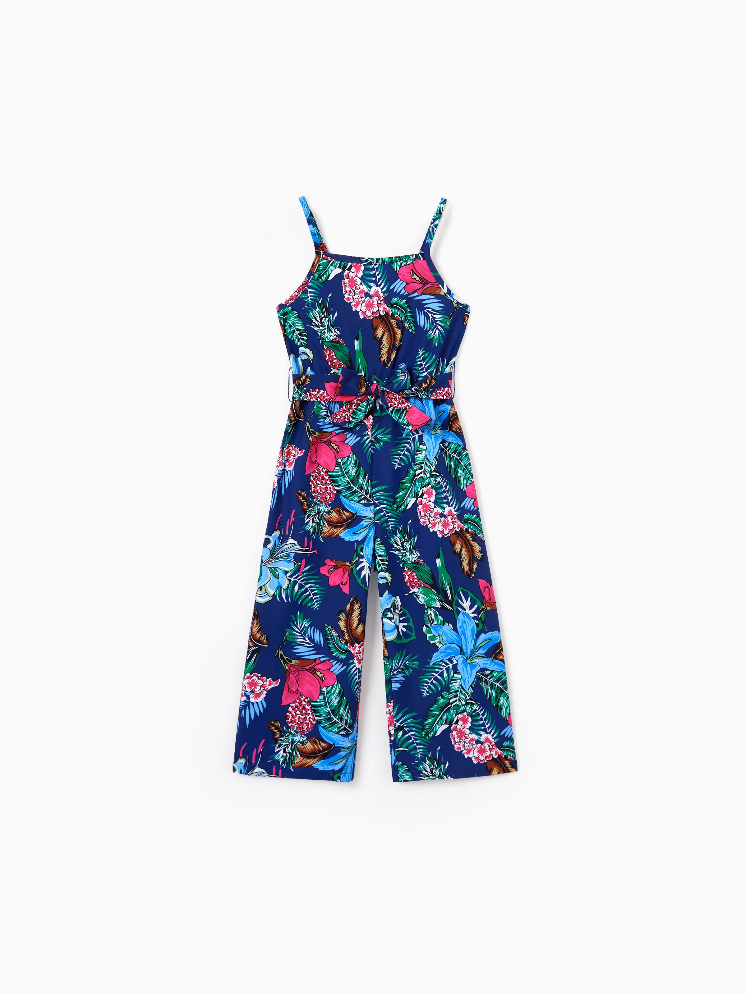 Matching Family Floral Print Sleeveless Cami Jumpsuit for Mommy & Me  Deep Blue - Image 6