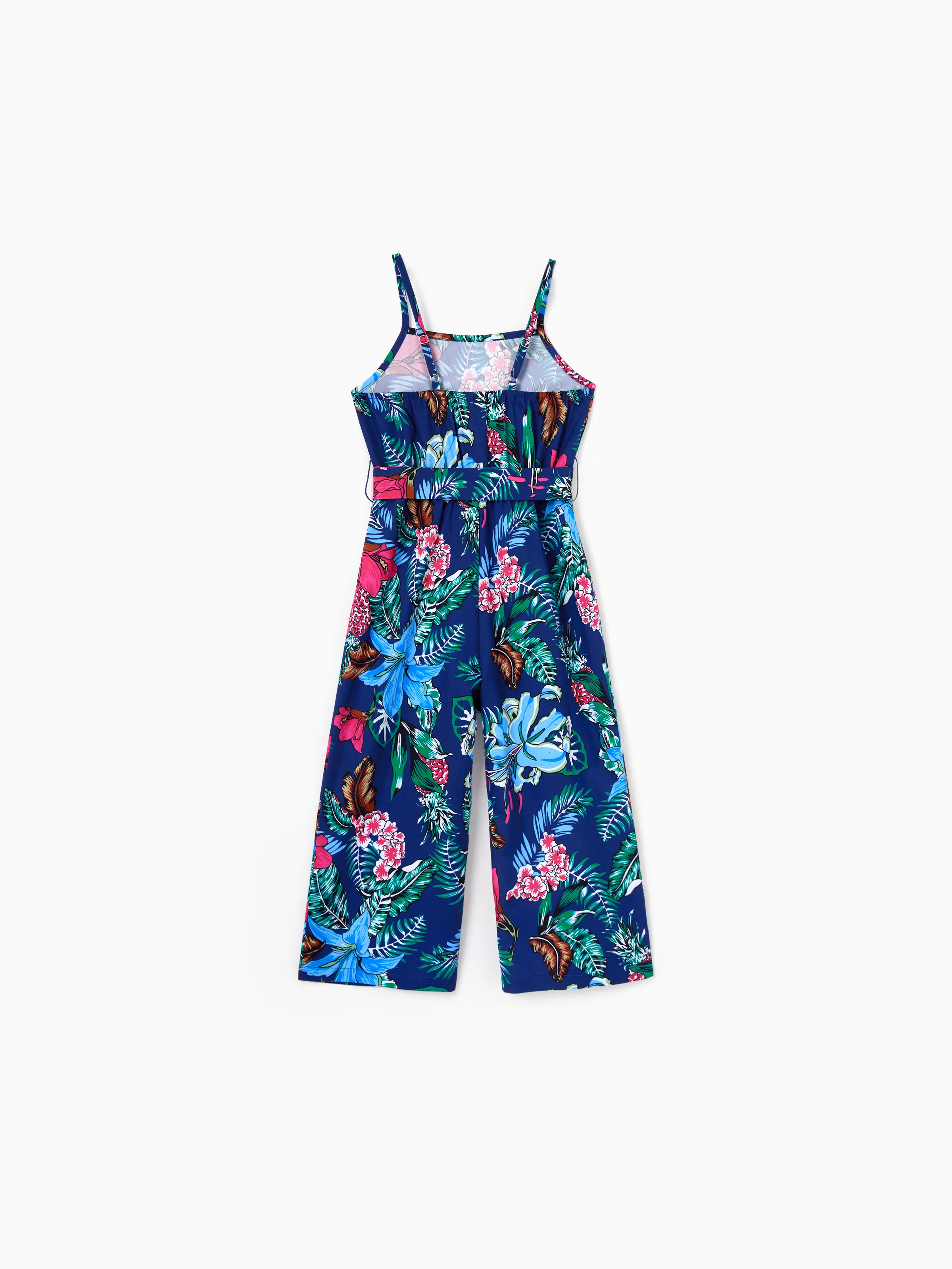 Matching Family Floral Print Sleeveless Cami Jumpsuit for Mommy & Me  Deep Blue - Image 7